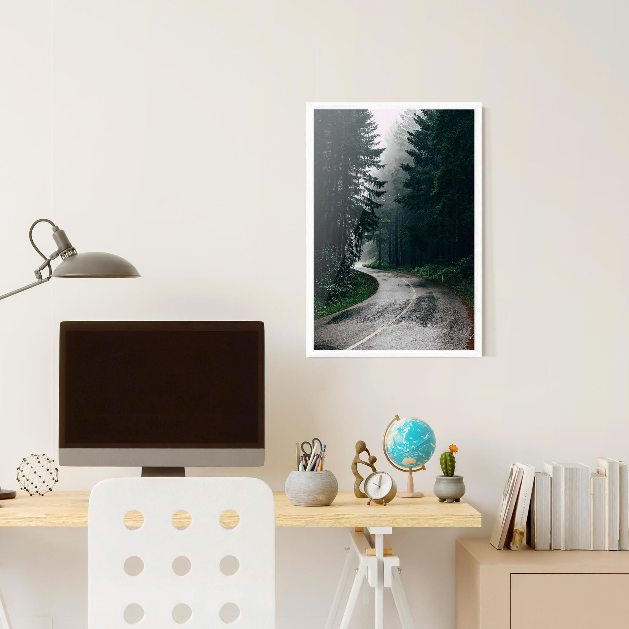 Gerahmte Poster Rainy Road Forest mockup 6