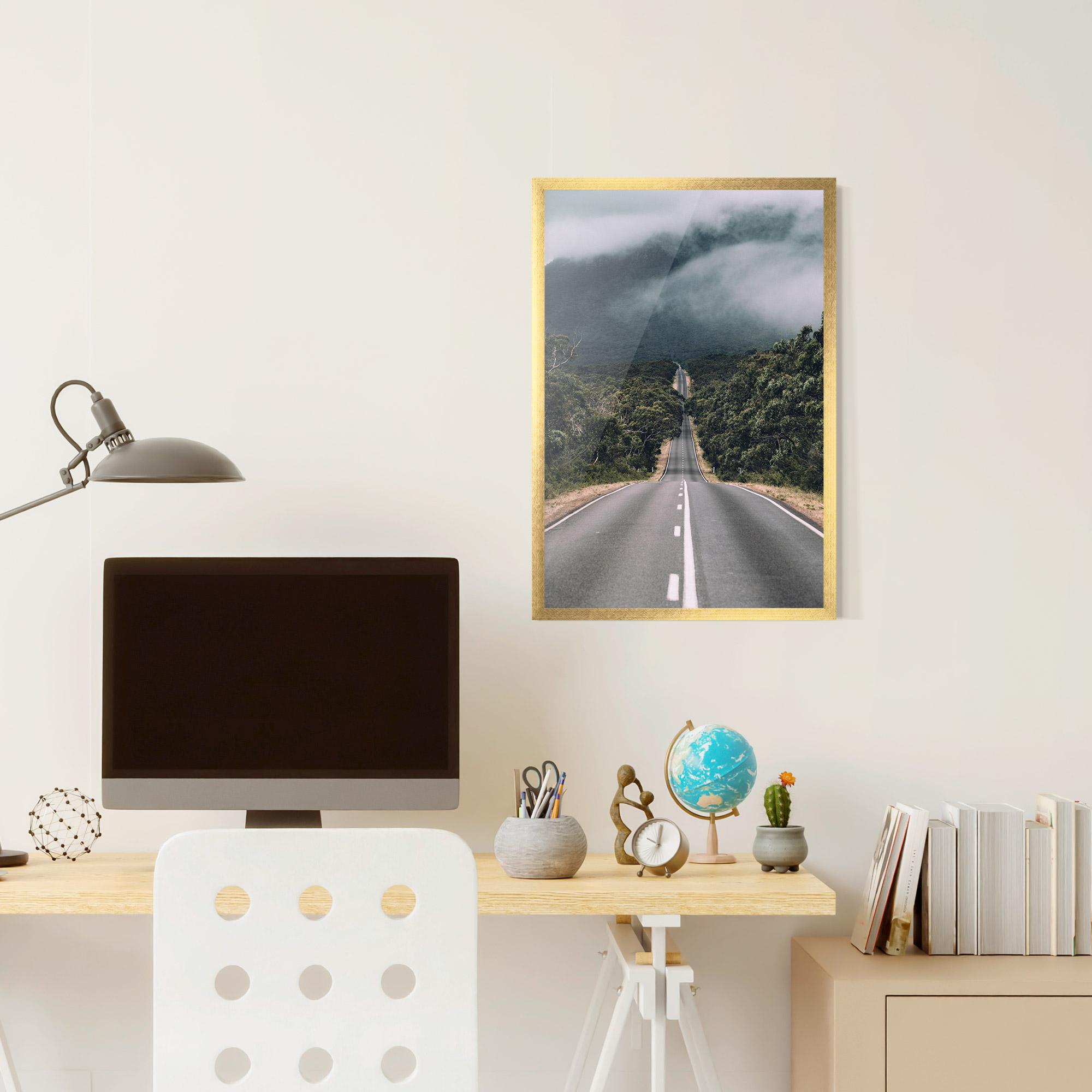 Gerahmte Poster Forest Driving Road mockup 6