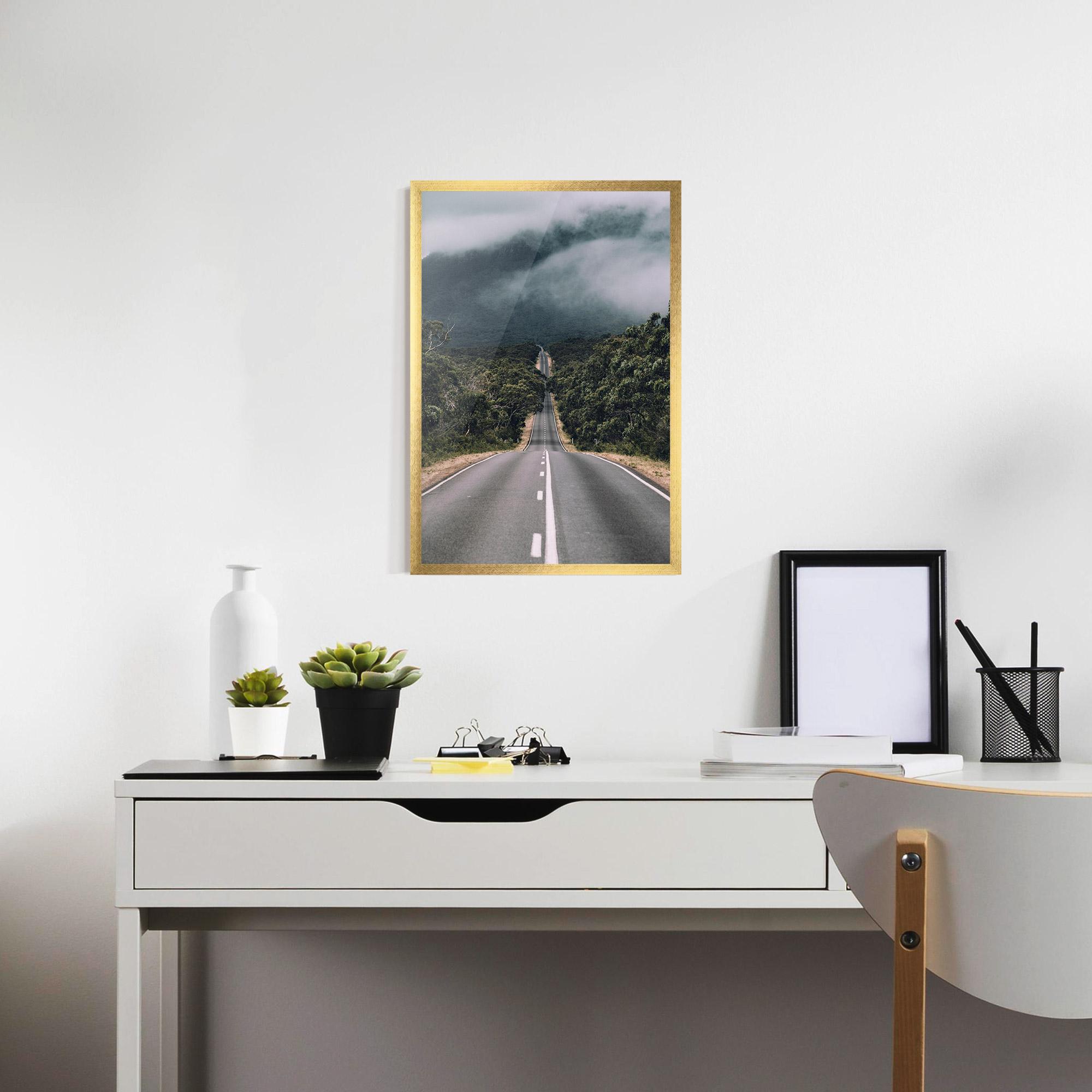Gerahmte Poster Forest Driving Road mockup 7