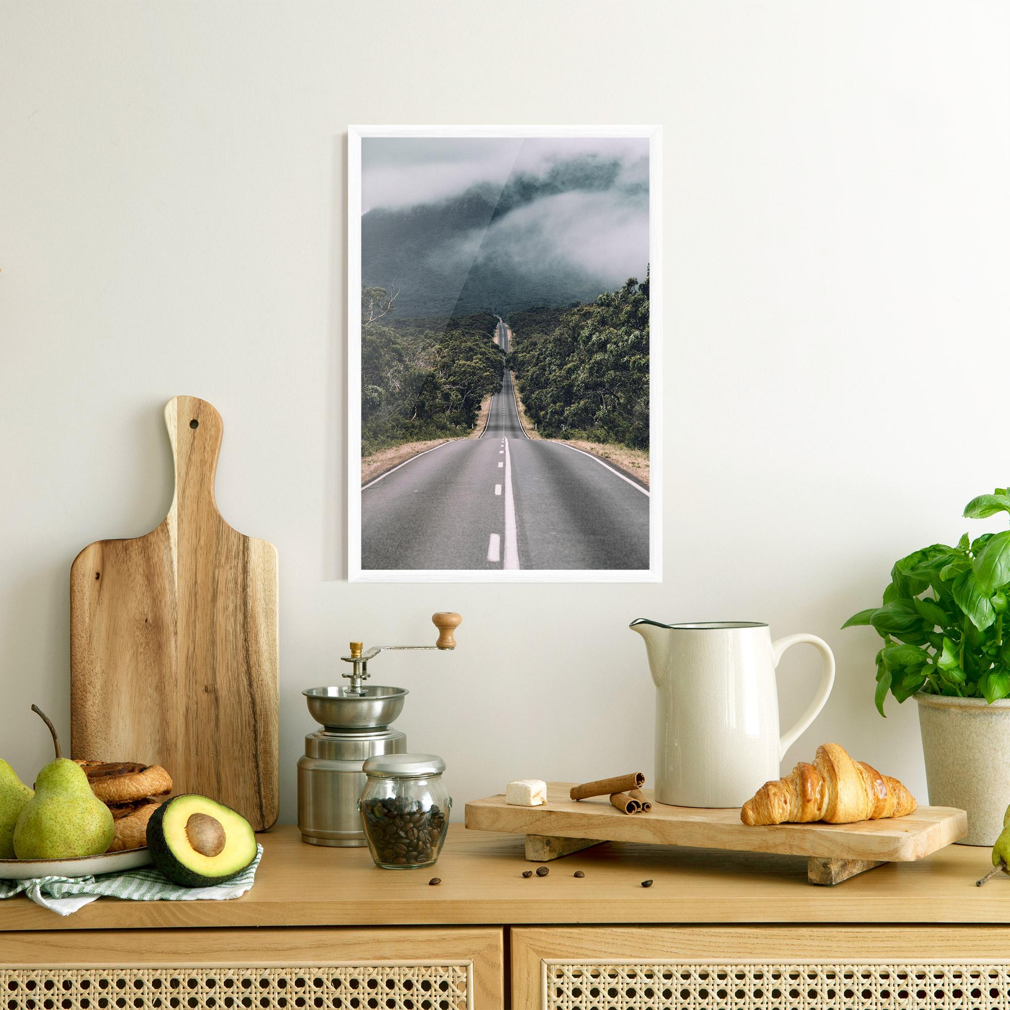 Gerahmte Poster Forest Driving Road mockup 8