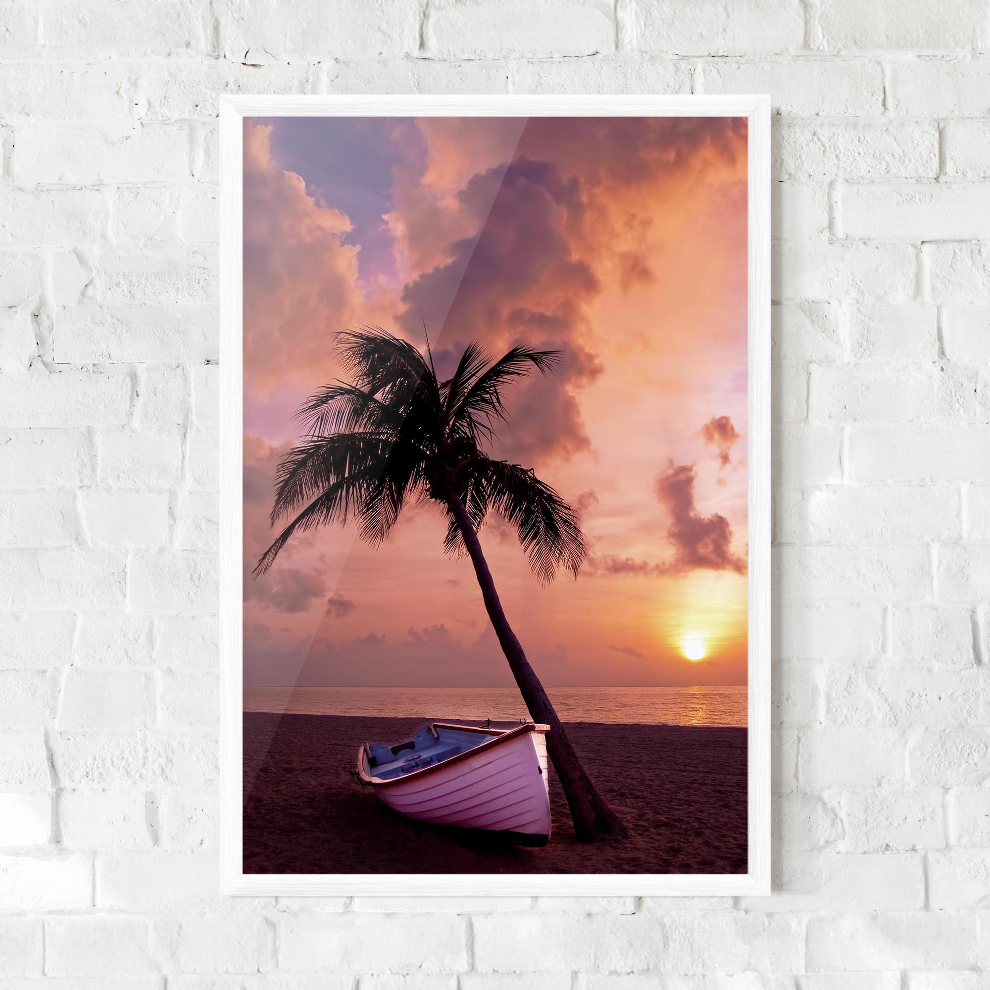 Gerahmte Poster Boat Purple Sunset mockup 0