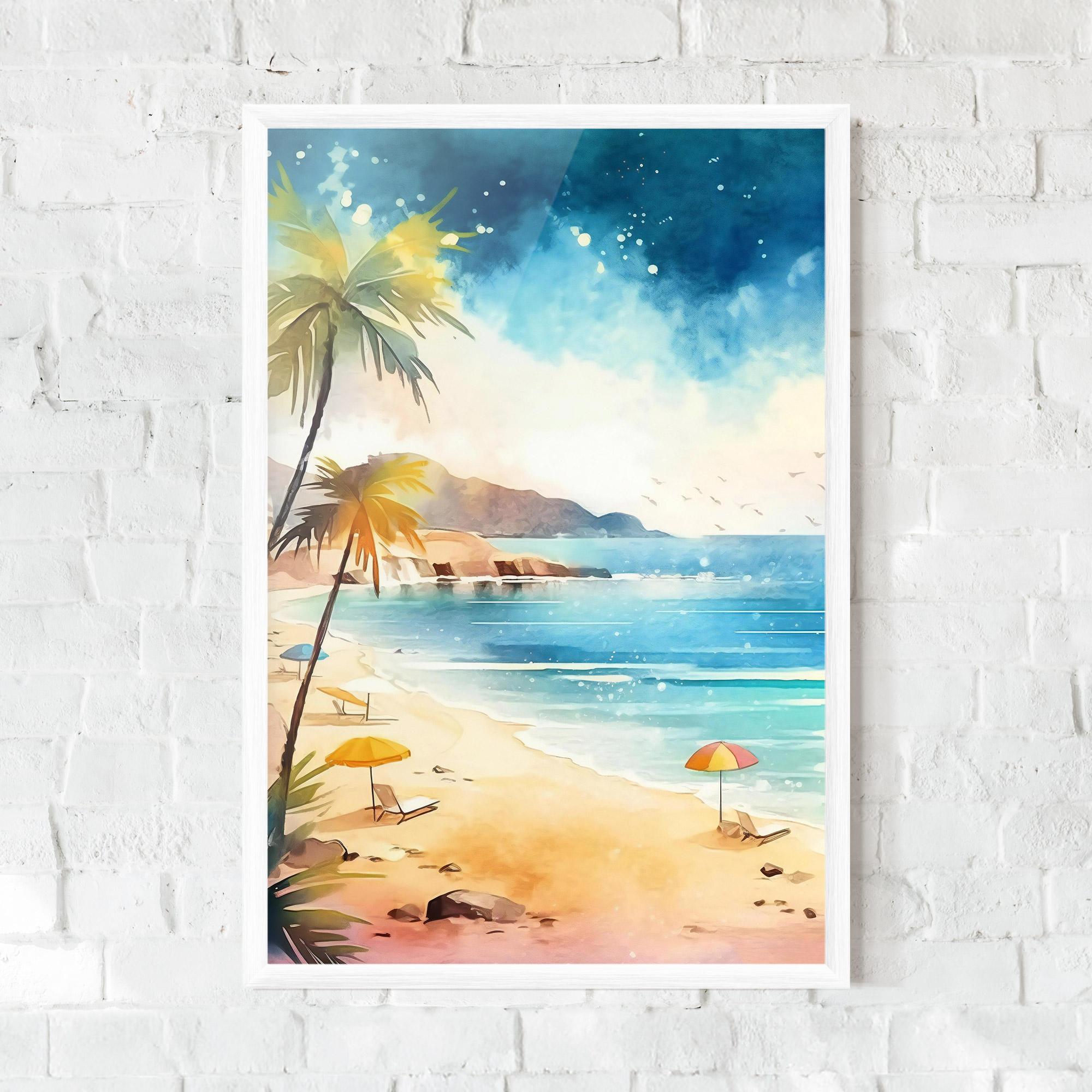 Gerahmte Poster Umbrellas Beach Art mockup 0