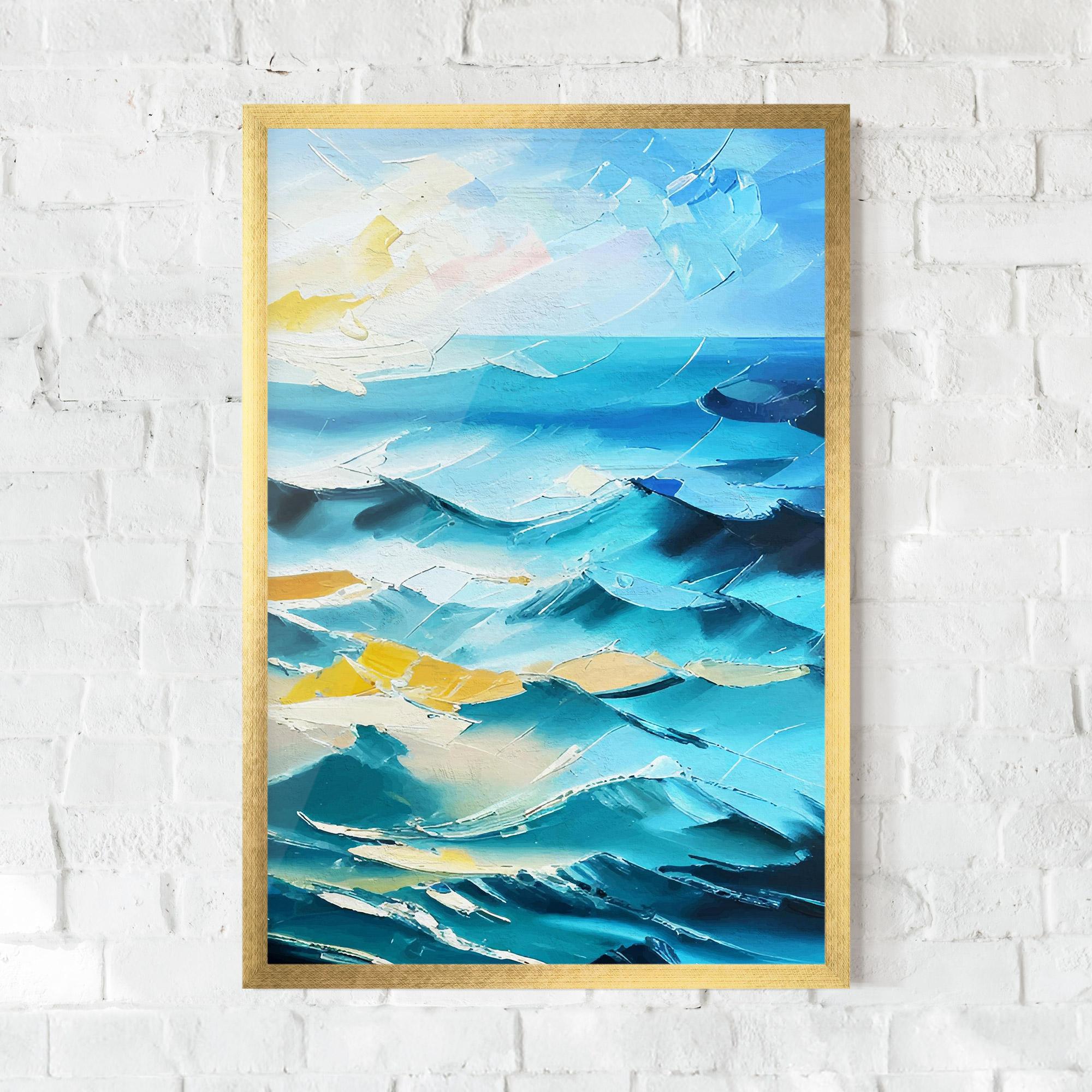 Gerahmte Poster Blue Ocean Painting mockup 0