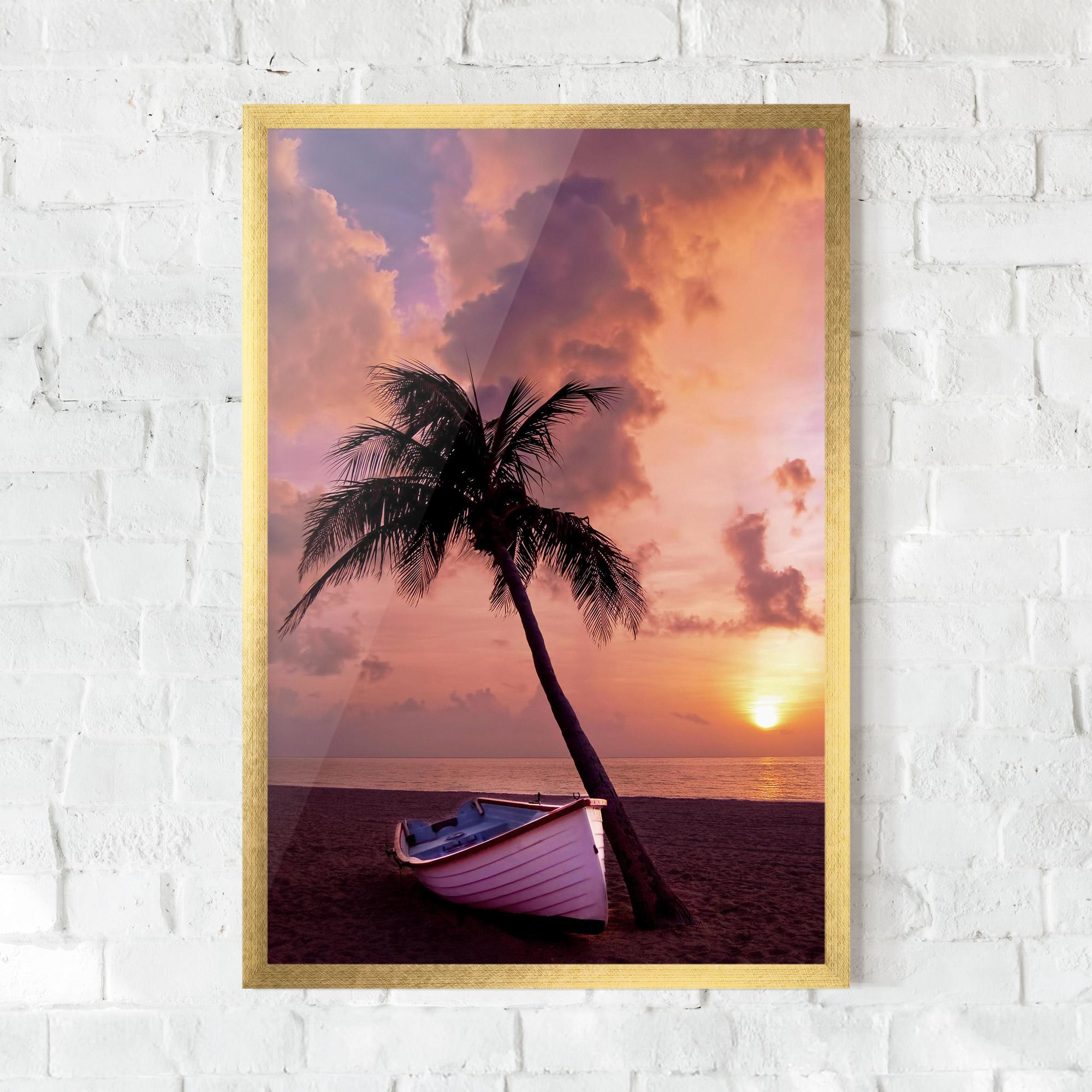 Gerahmte Poster Boat Purple Sunset mockup 0