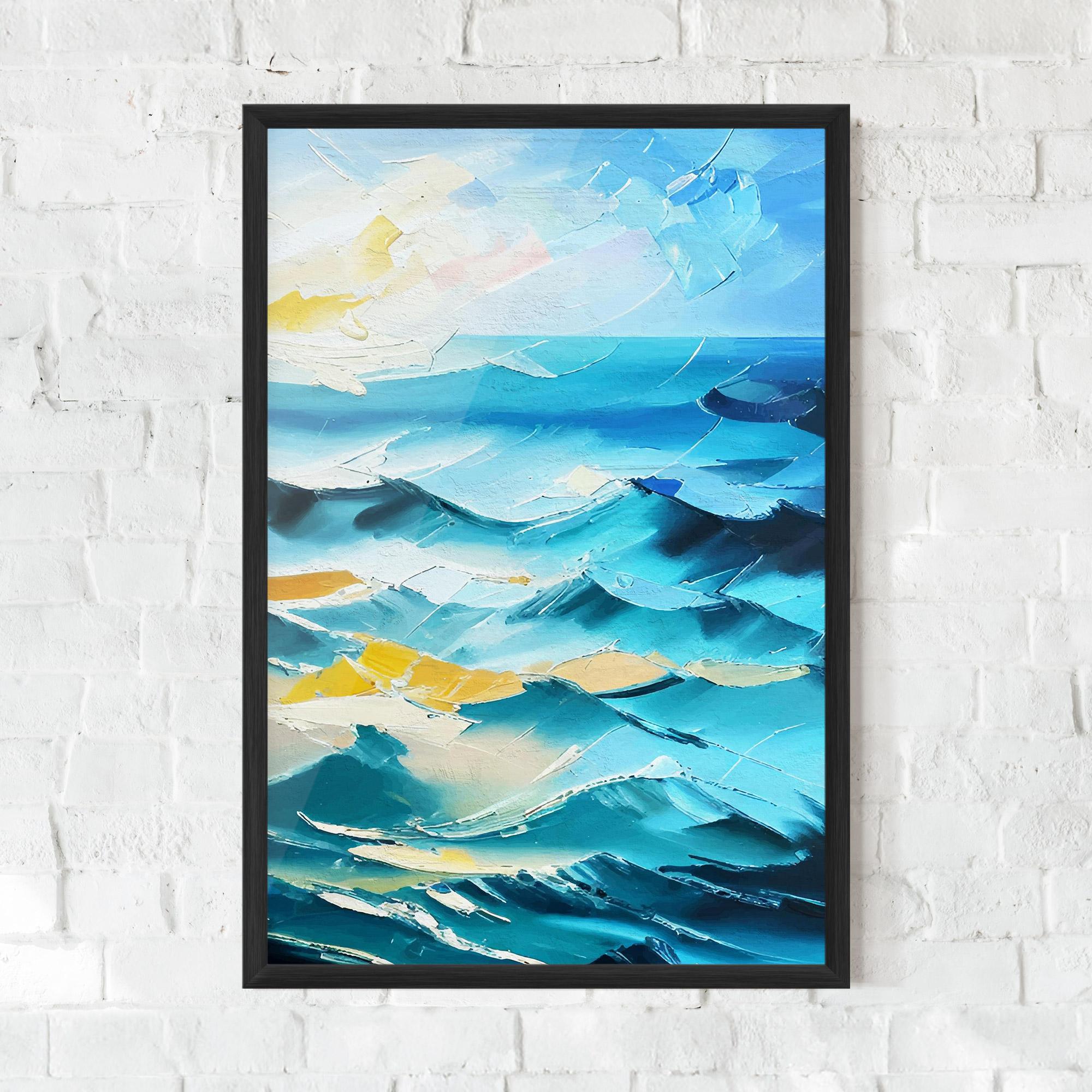 Gerahmte Poster Blue Ocean Painting mockup 0