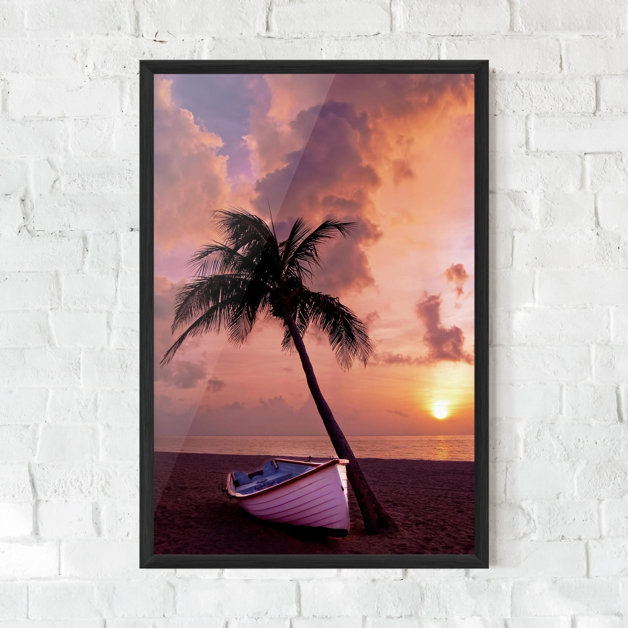 Gerahmte Poster Boat Purple Sunset mockup 0