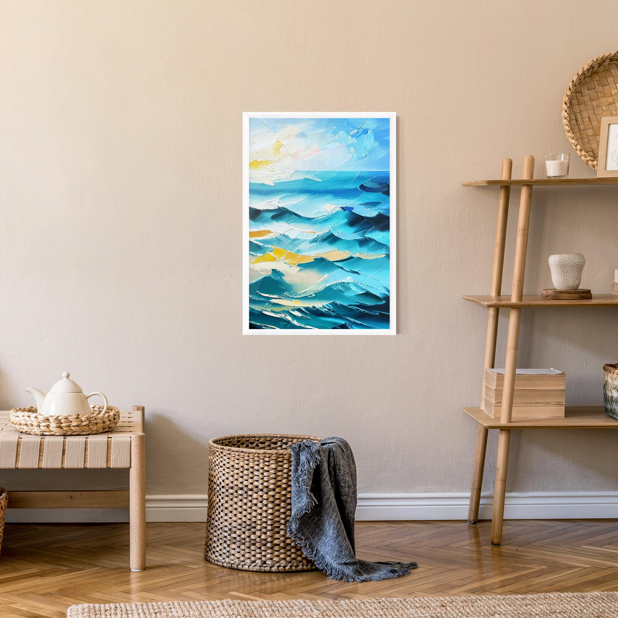 Gerahmte Poster Blue Ocean Painting mockup 9