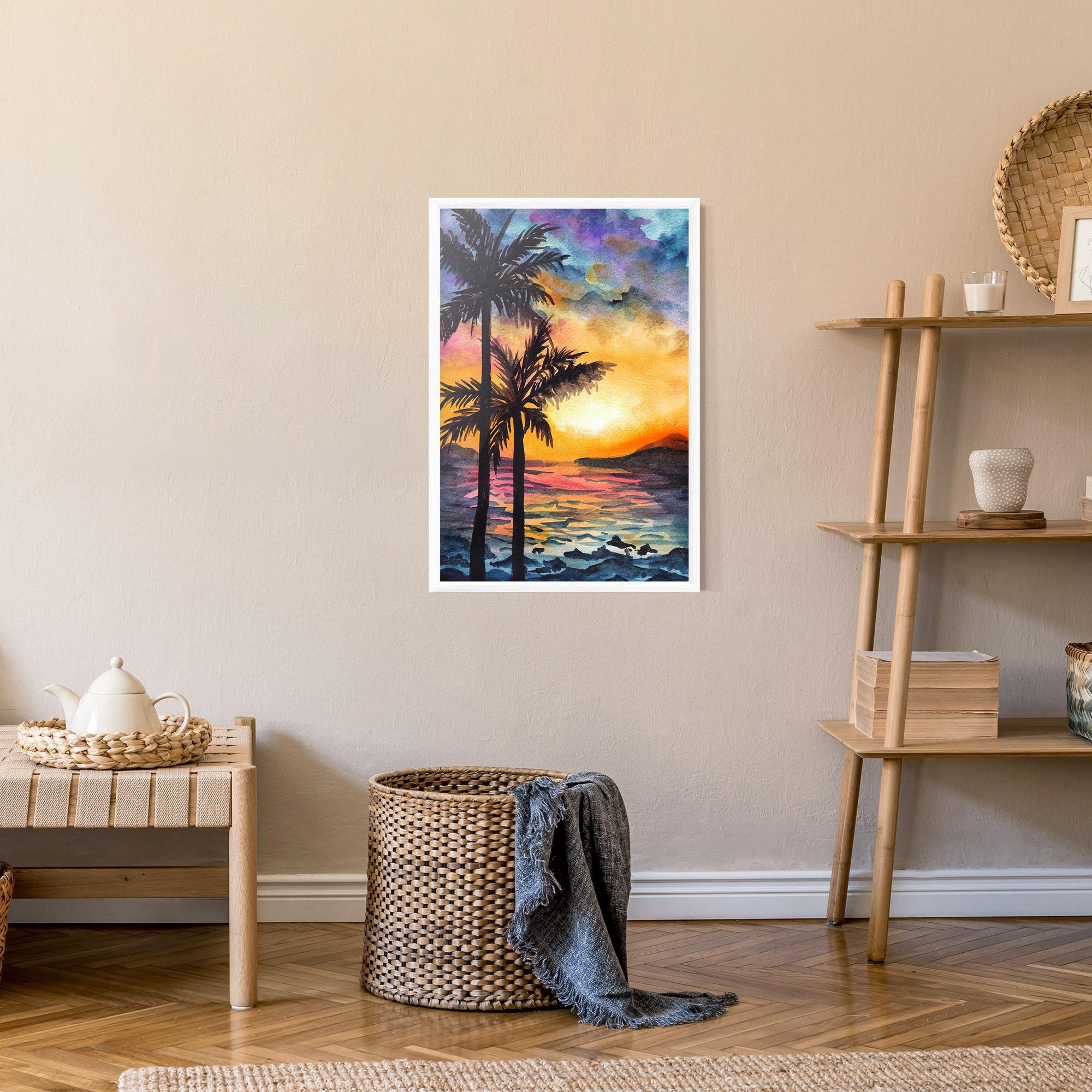 Gerahmte Poster Sunset Tree Beach mockup 9