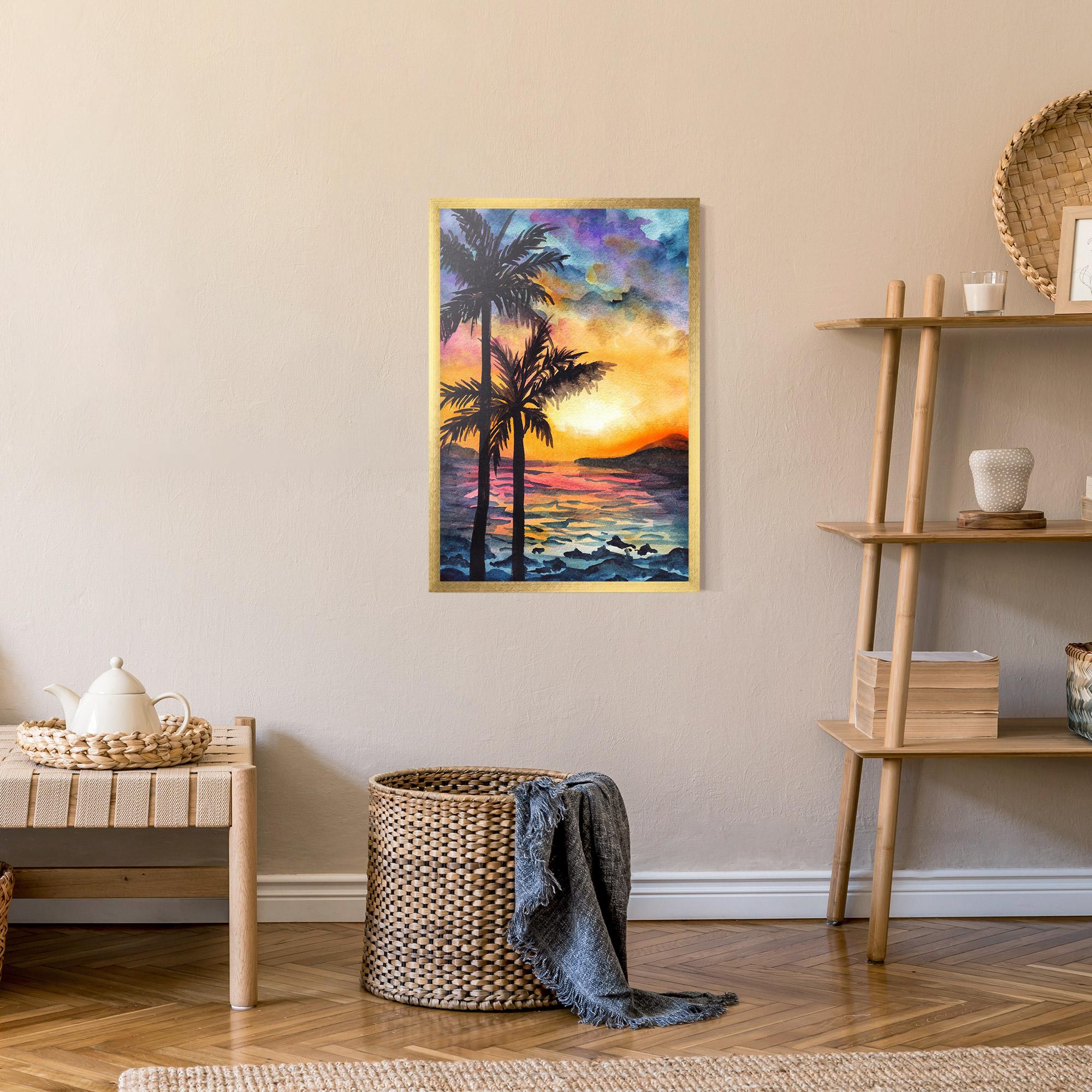 Gerahmte Poster Sunset Tree Beach mockup 9