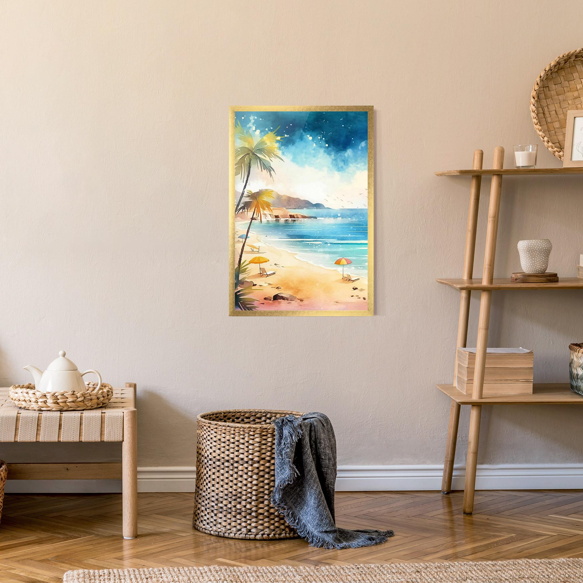 Gerahmte Poster Umbrellas Beach Art mockup 9