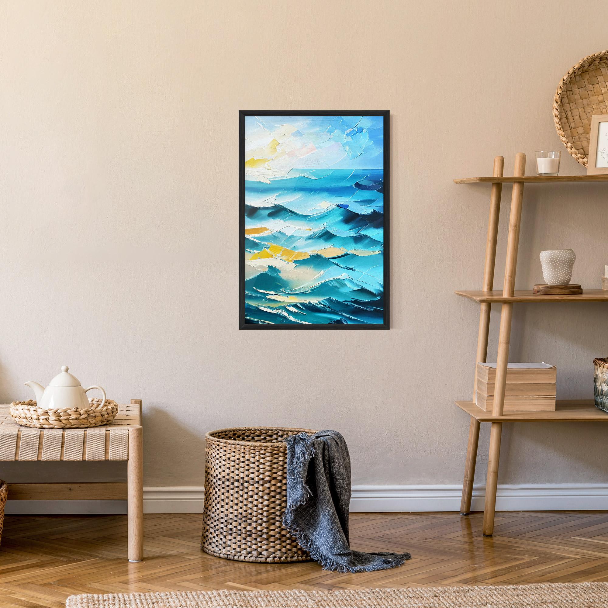 Gerahmte Poster Blue Ocean Painting mockup 9