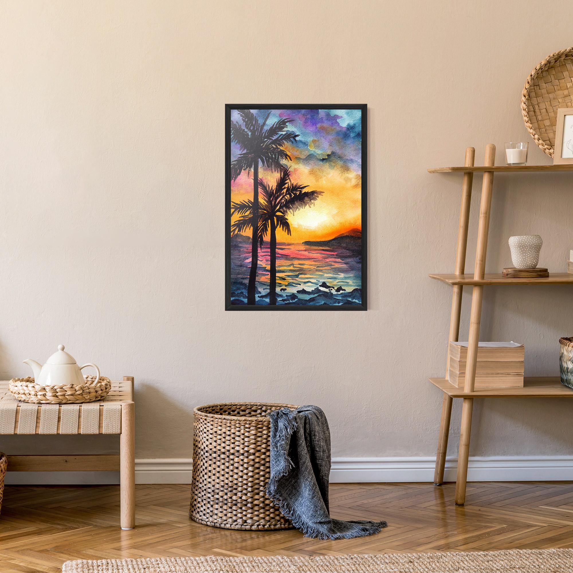 Gerahmte Poster Sunset Tree Beach mockup 9