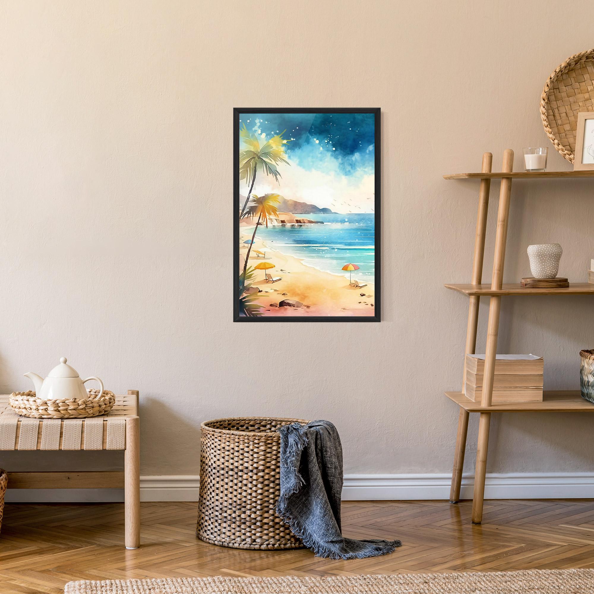 Gerahmte Poster Umbrellas Beach Art mockup 9