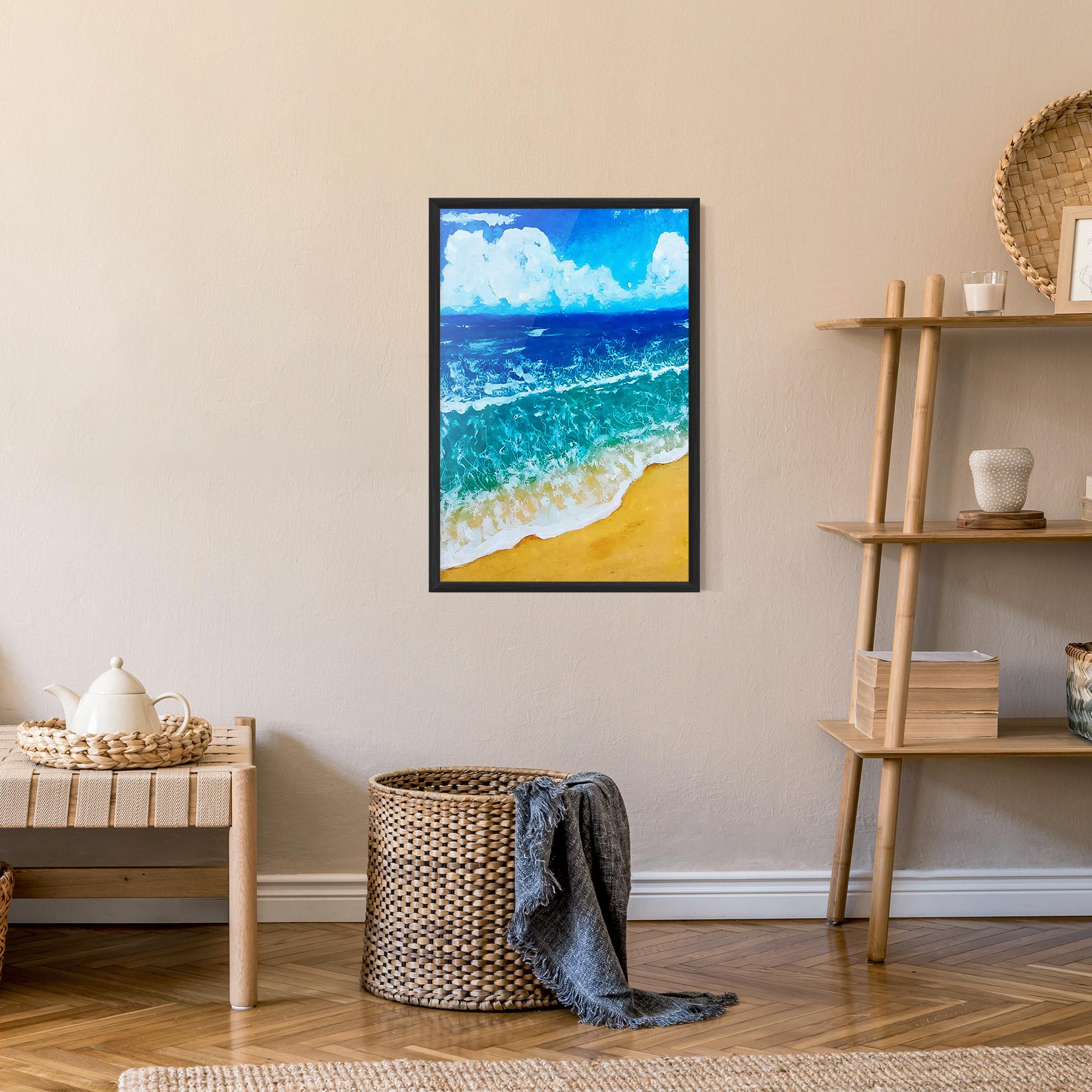 Gerahmte Poster Yellow Beach Painting mockup 9