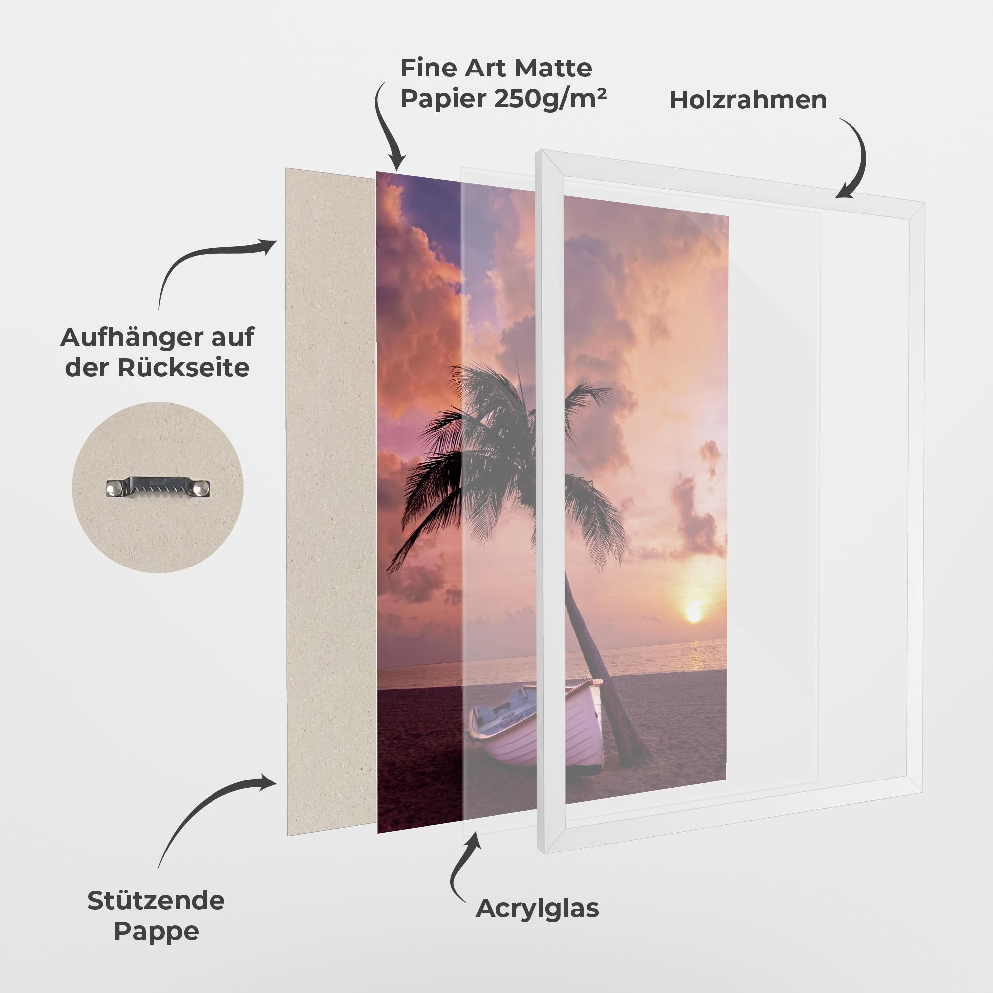 Gerahmte Poster Boat Purple Sunset mockup 1