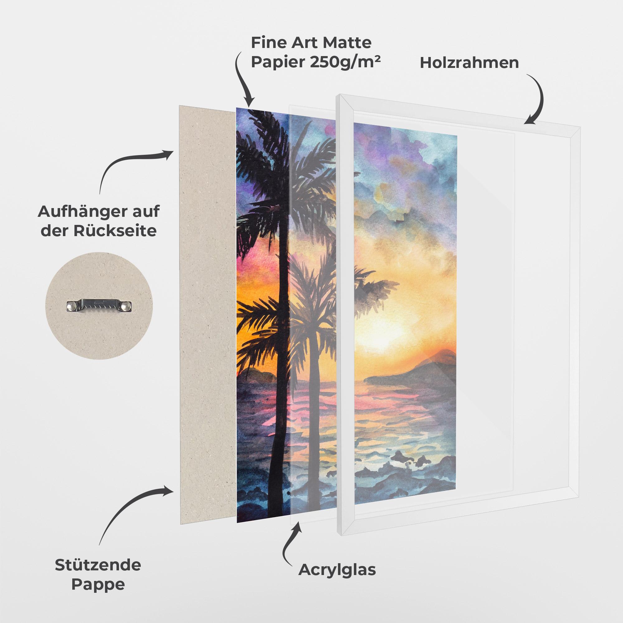Gerahmte Poster Sunset Tree Beach mockup 1