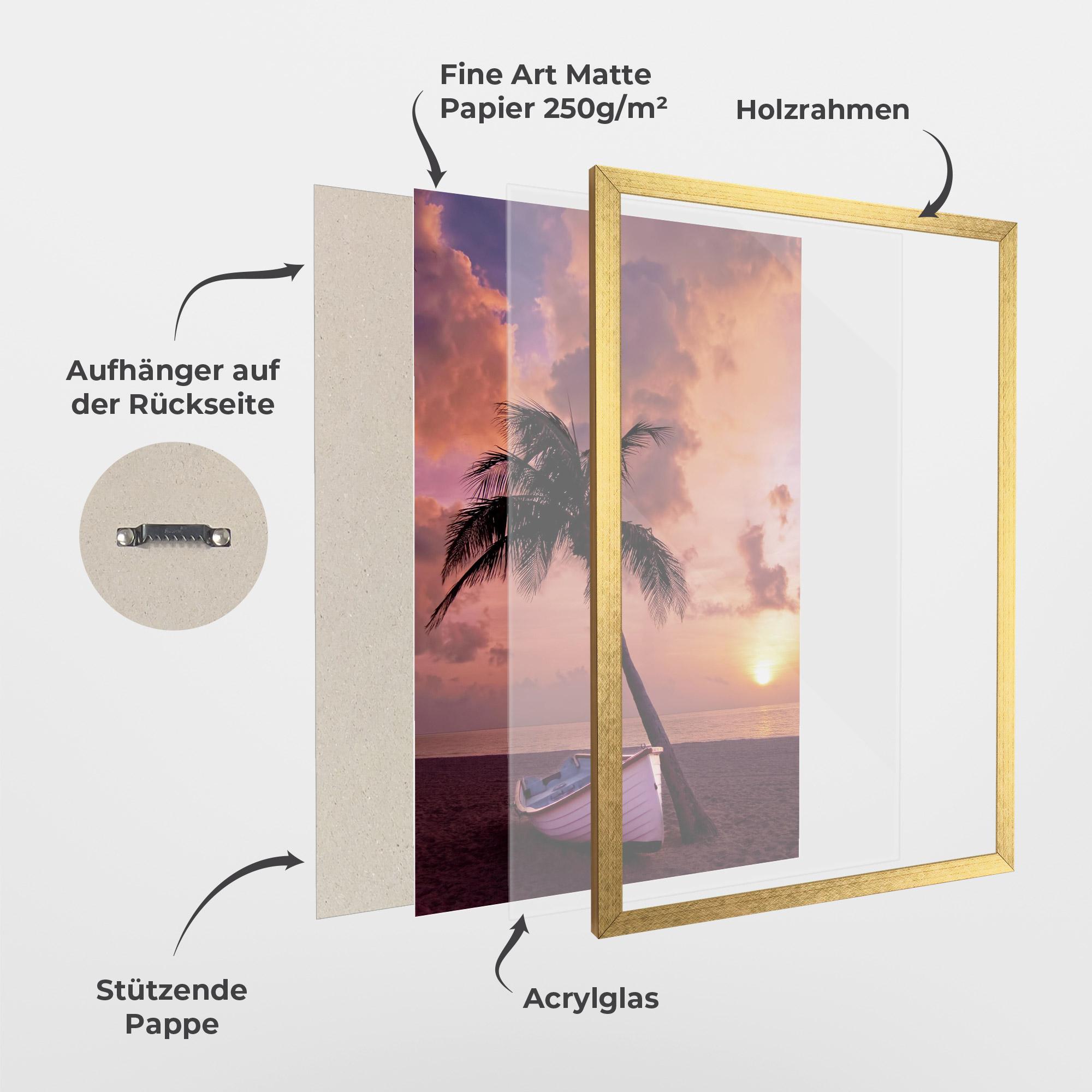 Gerahmte Poster Boat Purple Sunset mockup 1