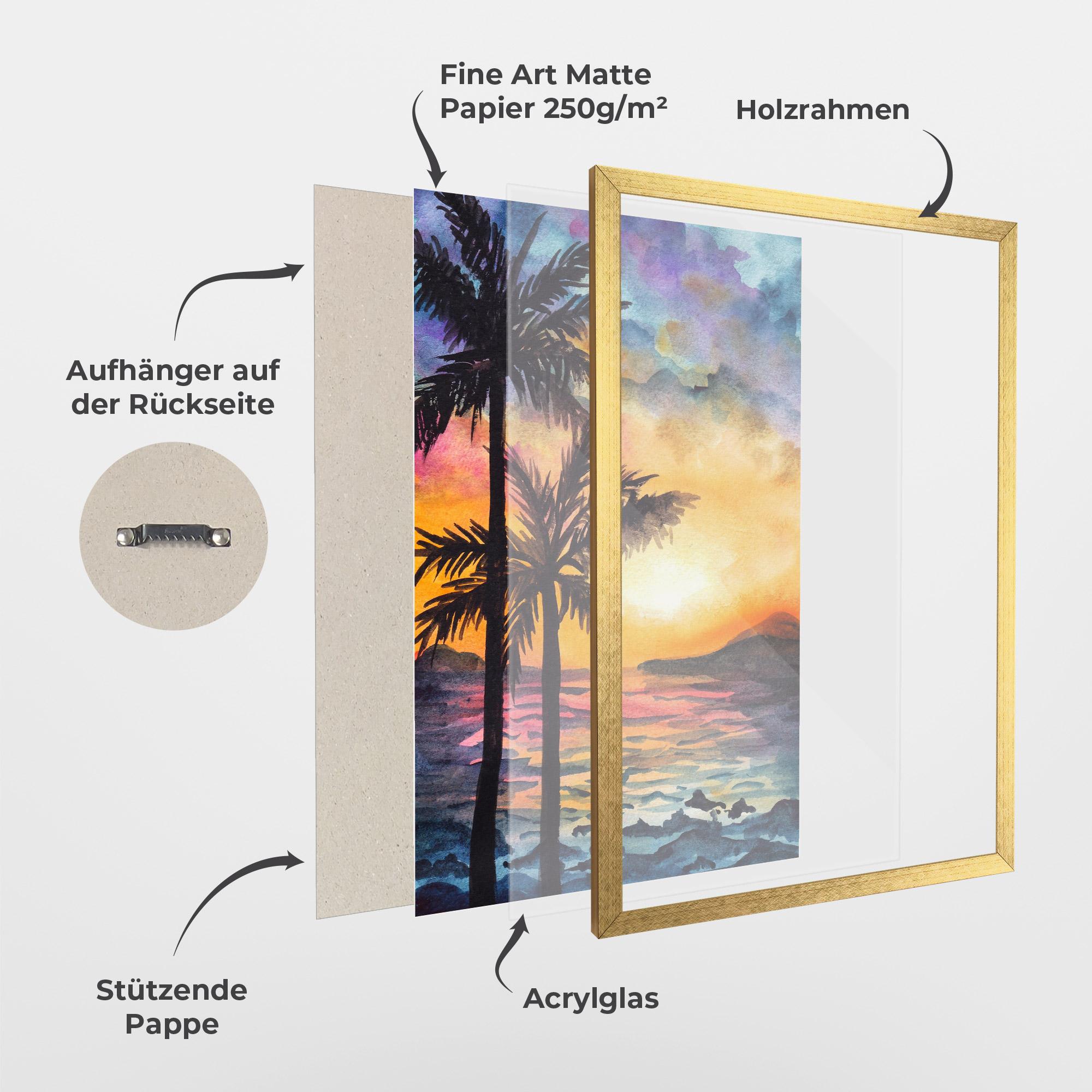 Gerahmte Poster Sunset Tree Beach mockup 1
