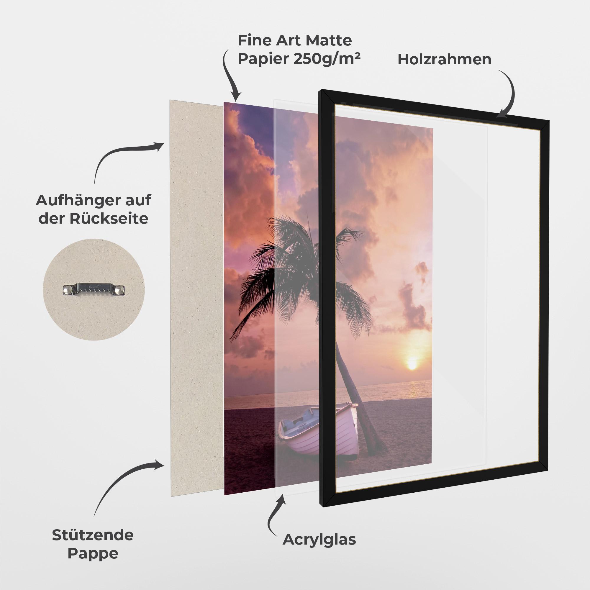 Gerahmte Poster Boat Purple Sunset mockup 1