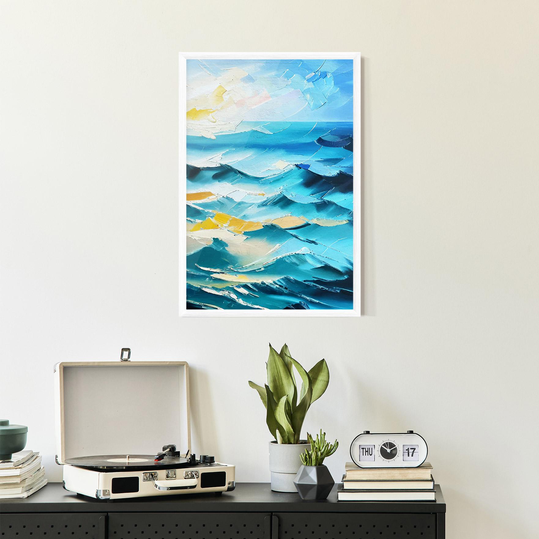 Gerahmte Poster Blue Ocean Painting mockup 2