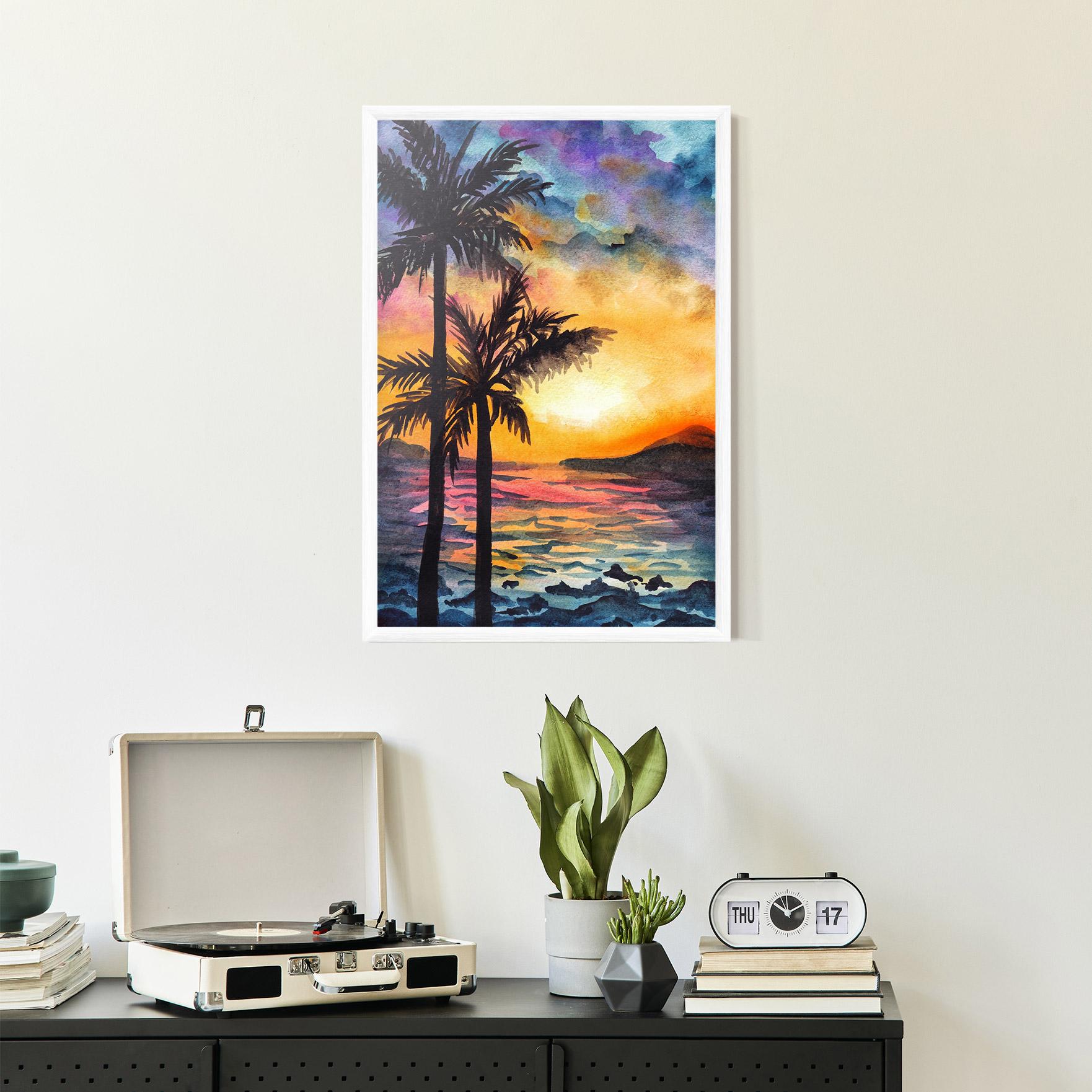Gerahmte Poster Sunset Tree Beach mockup 2