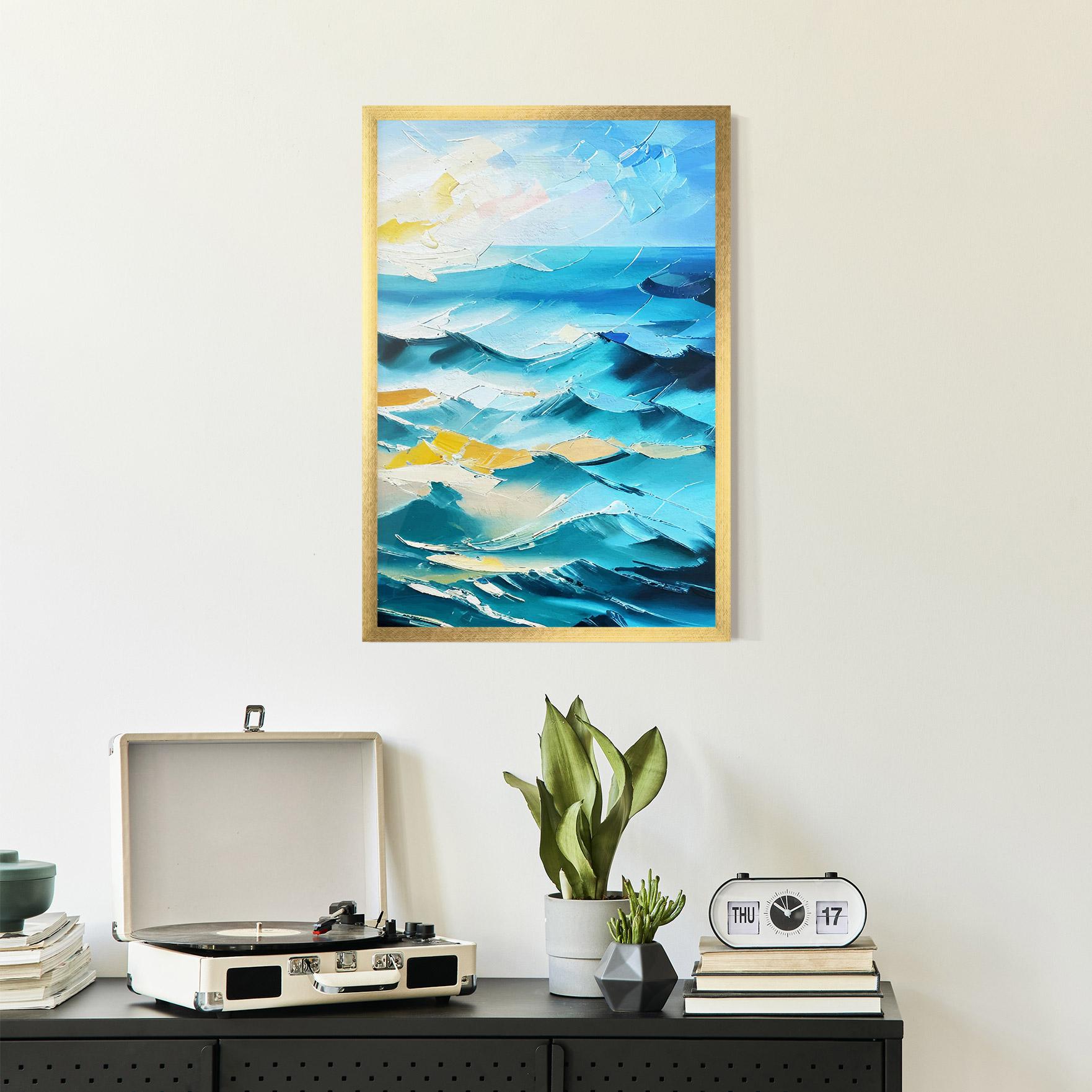 Gerahmte Poster Blue Ocean Painting mockup 2