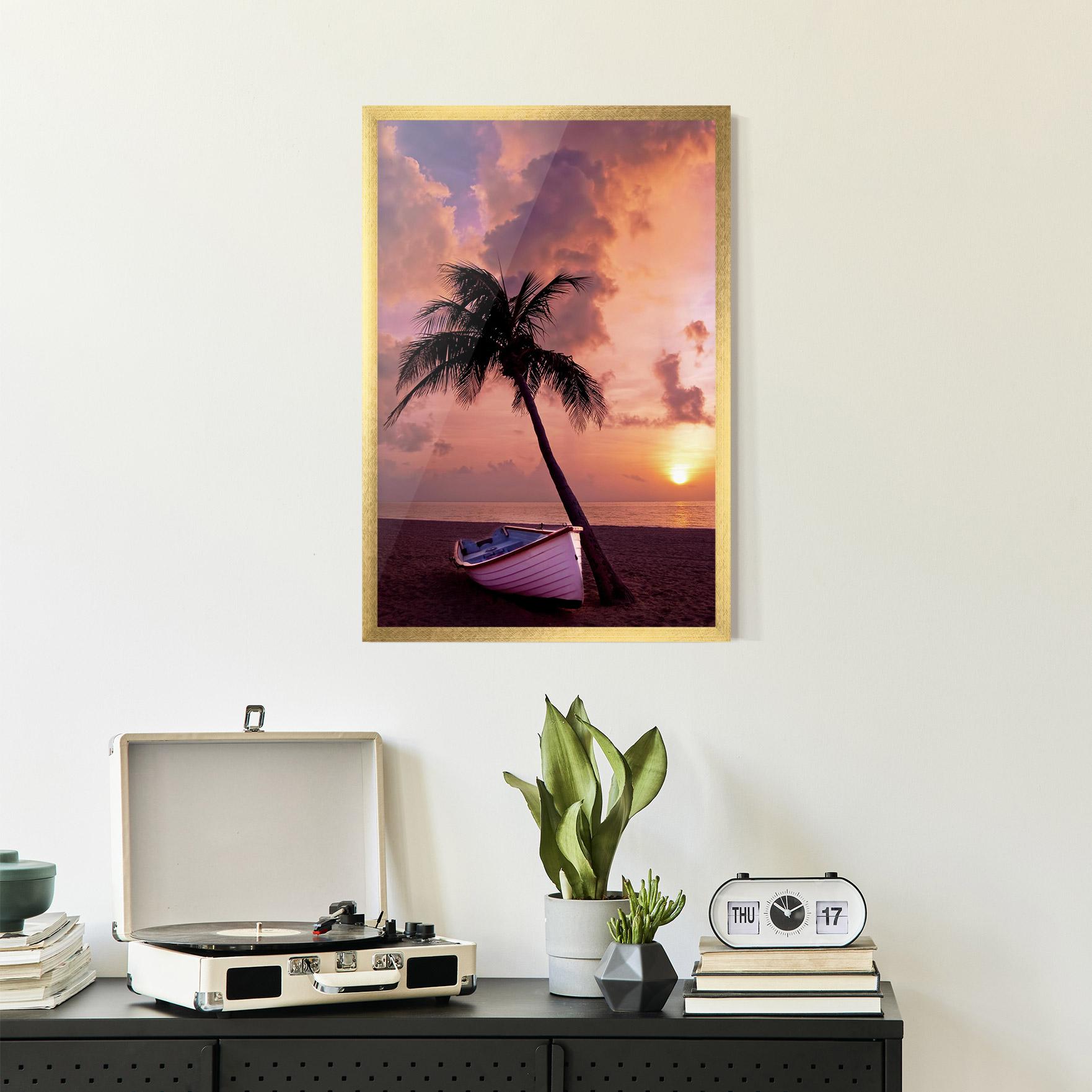 Gerahmte Poster Boat Purple Sunset mockup 2