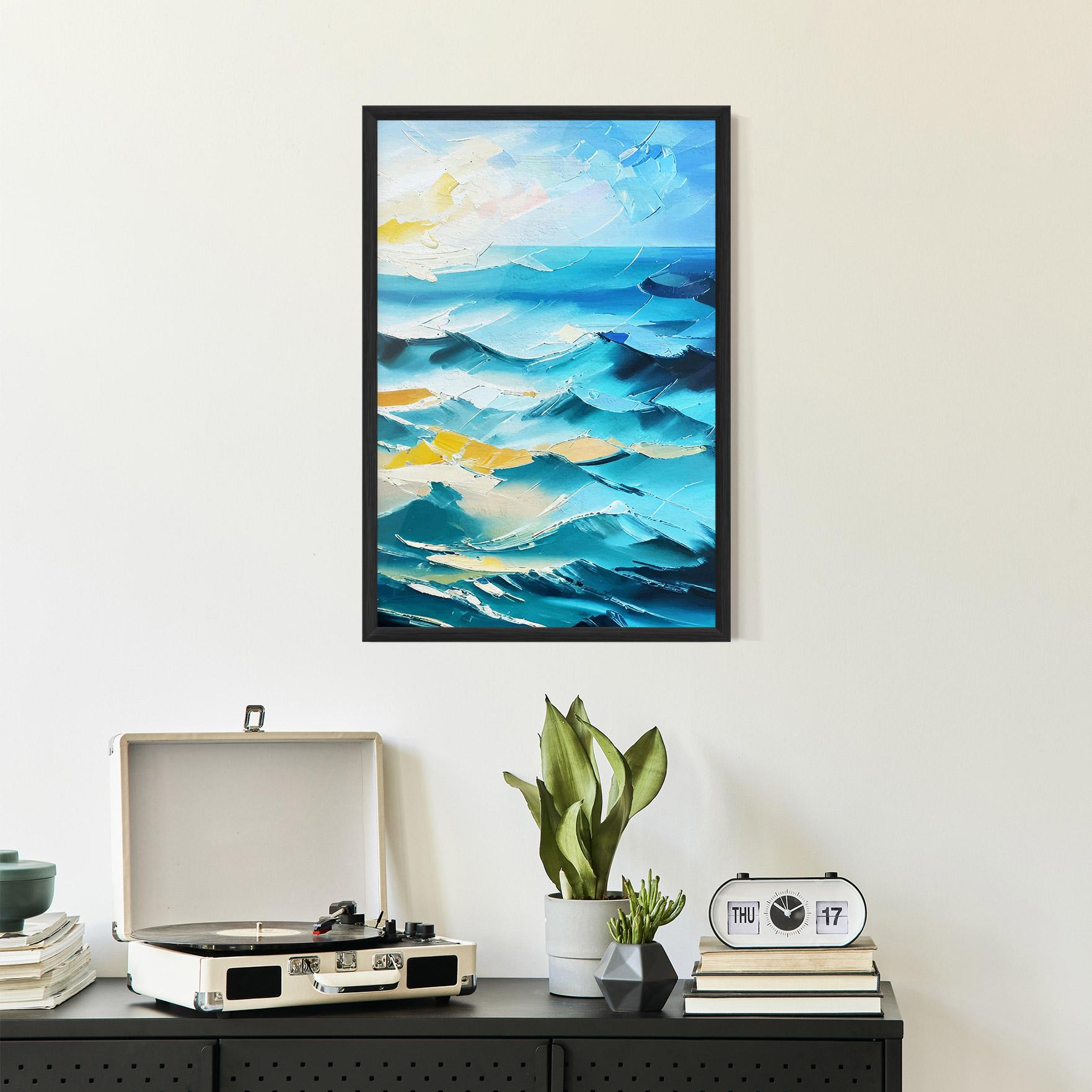 Gerahmte Poster Blue Ocean Painting mockup 2