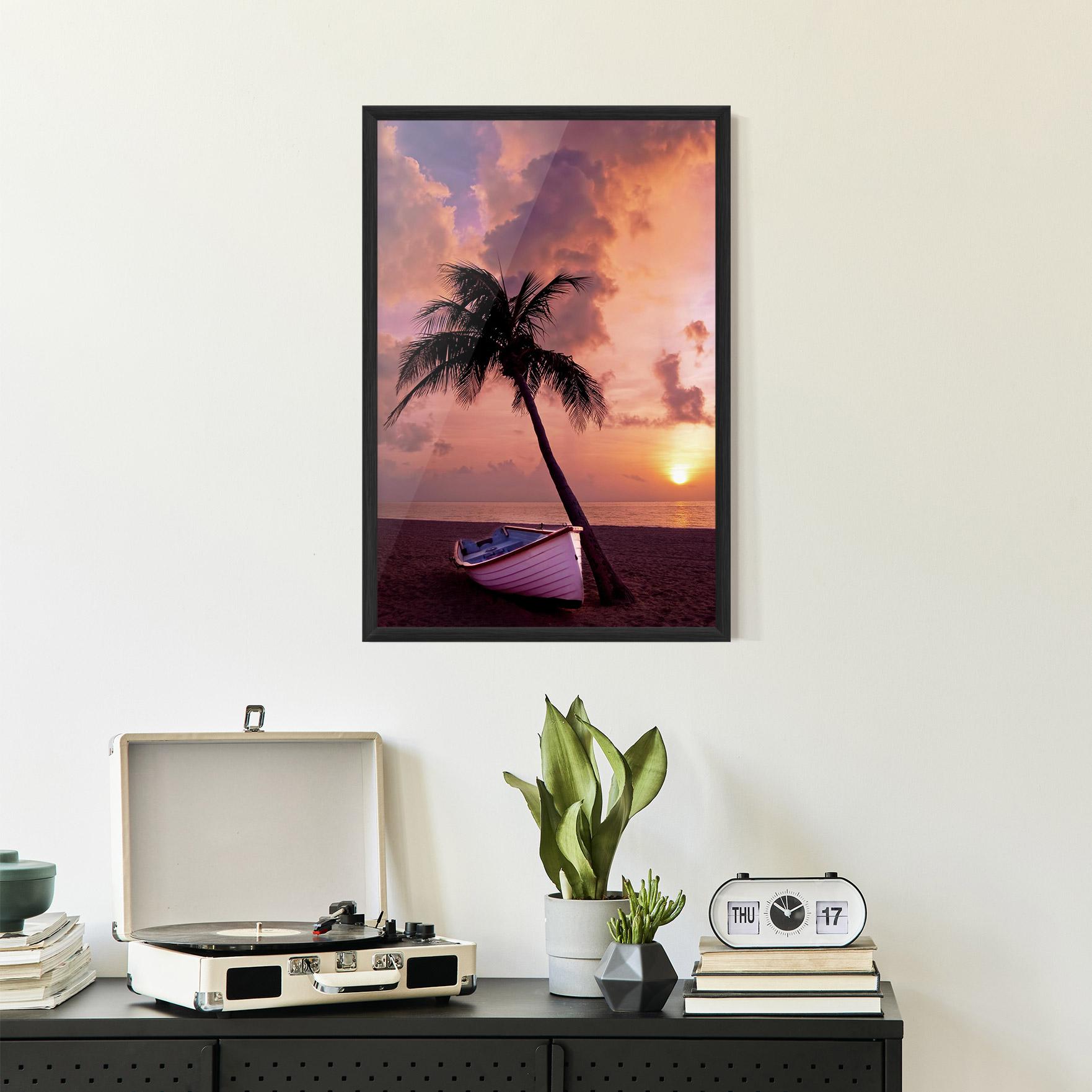 Gerahmte Poster Boat Purple Sunset mockup 2