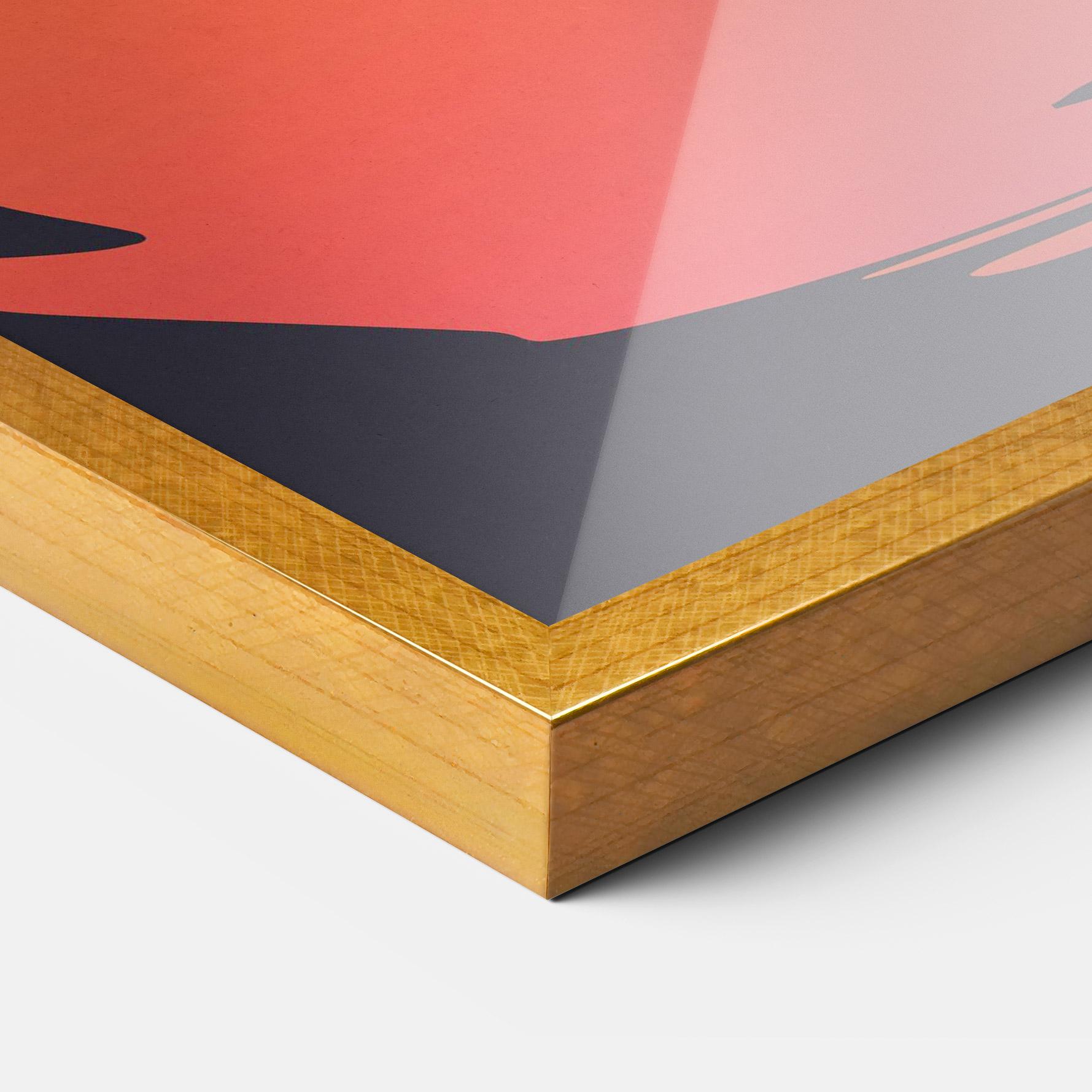 Gerahmte Poster Orange Surfer Art mockup 3