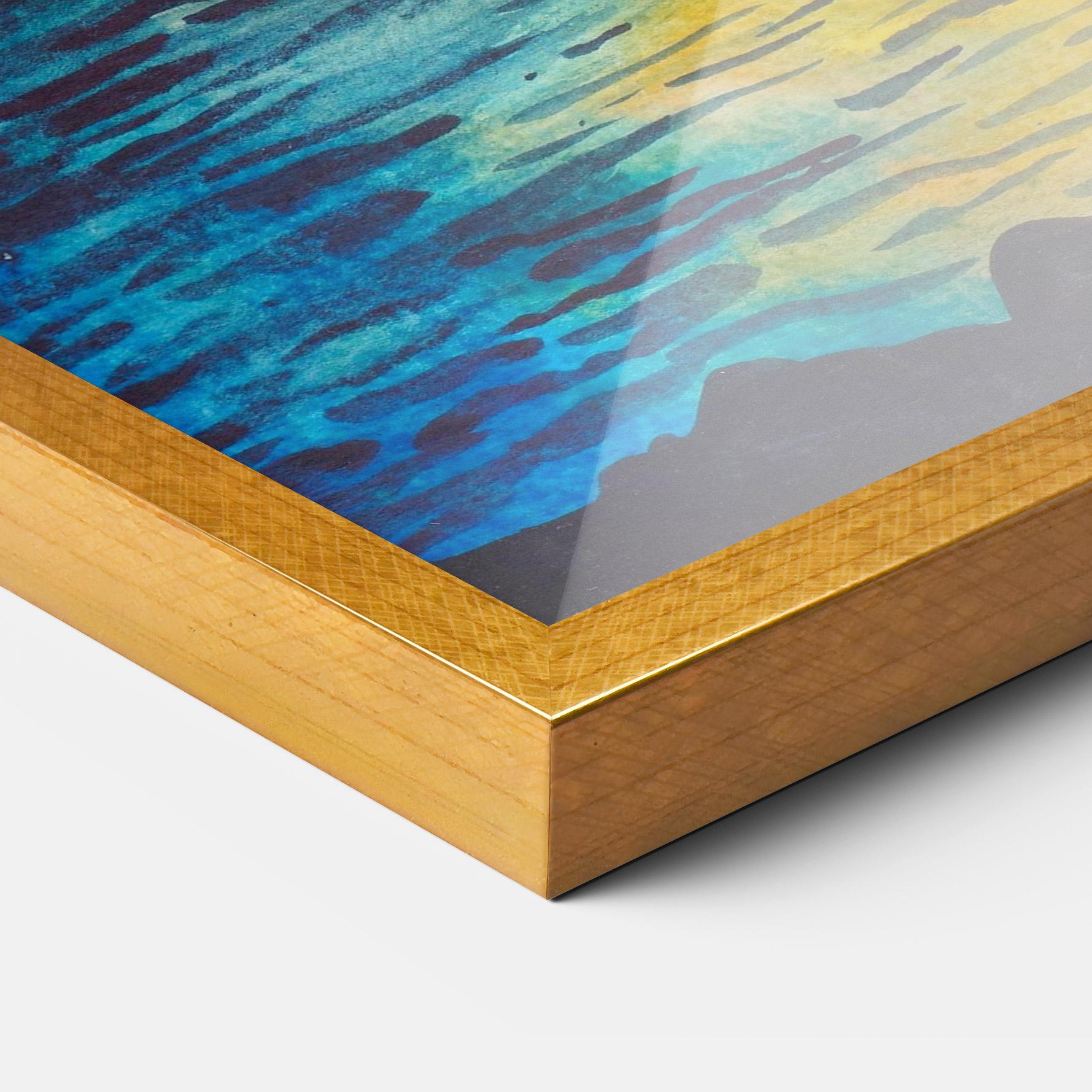 Gerahmte Poster Sunset Watercolor Tree mockup 3