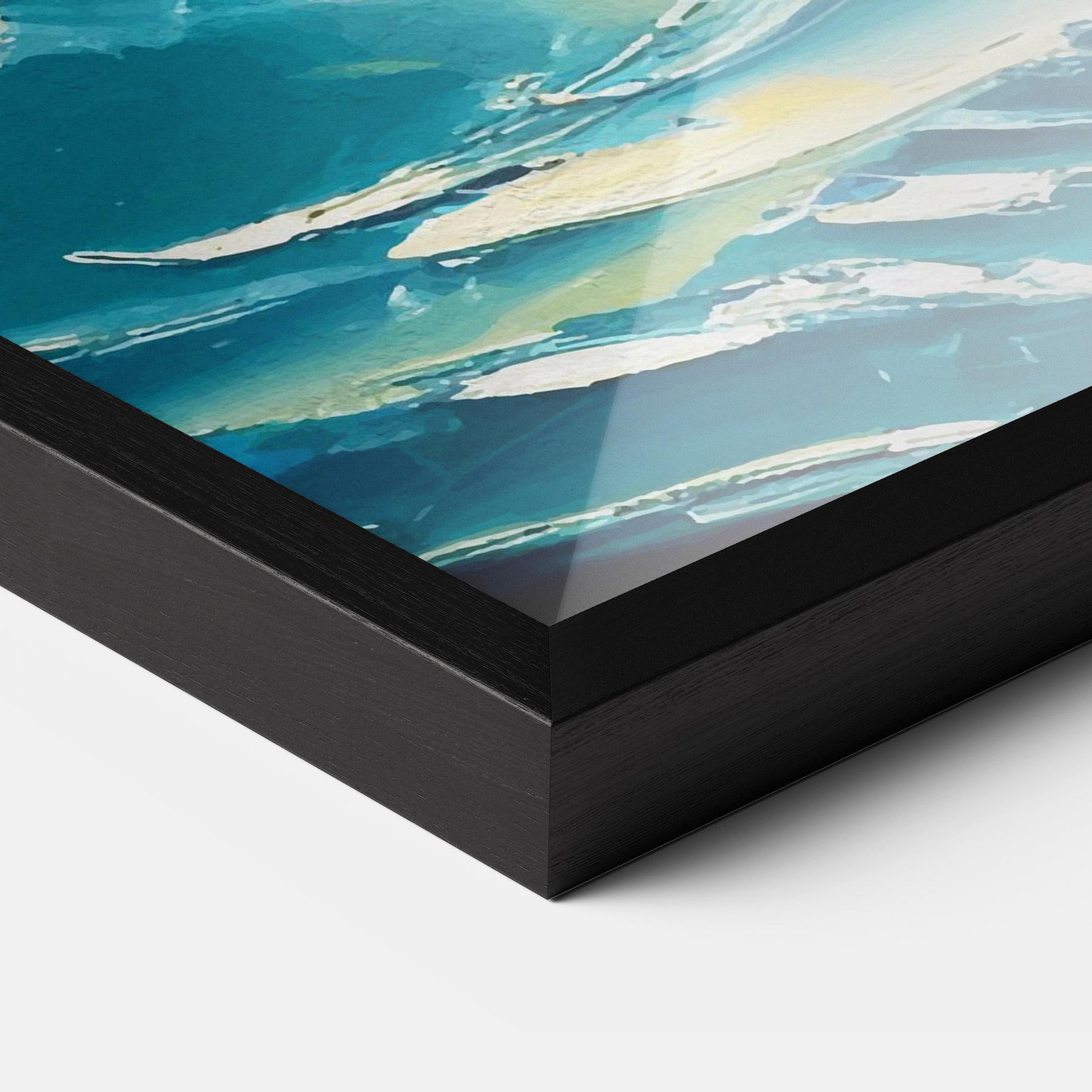 Gerahmte Poster Blue Ocean Painting mockup 3