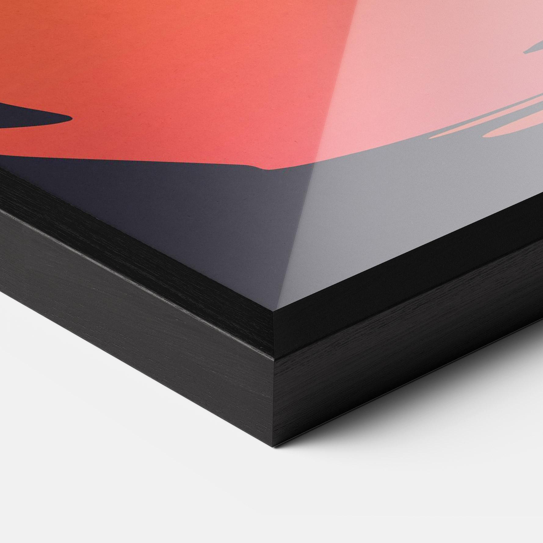 Gerahmte Poster Orange Surfer Art mockup 3