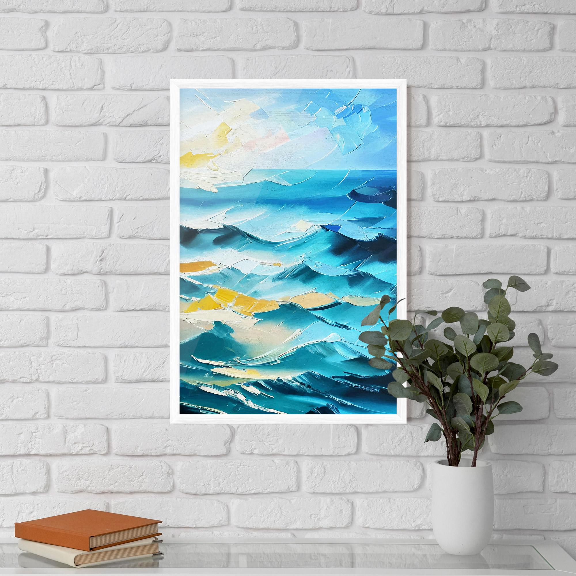 Gerahmte Poster Blue Ocean Painting mockup 5