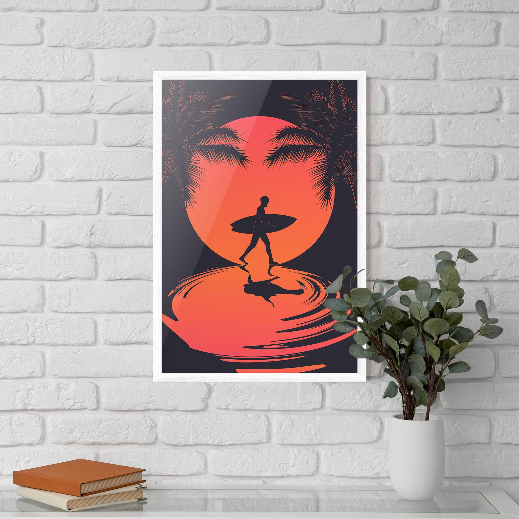 Gerahmte Poster Orange Surfer Art mockup 5