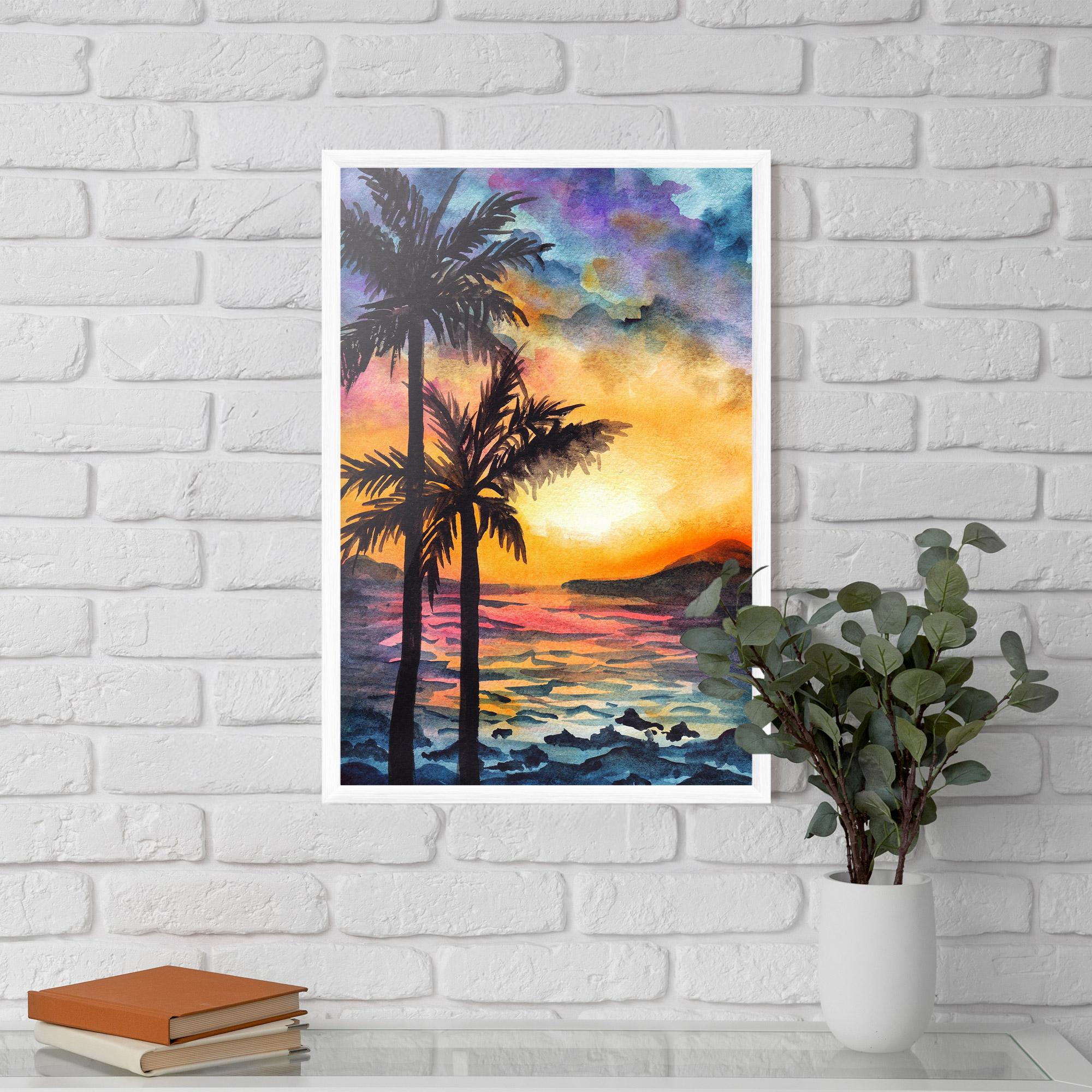 Gerahmte Poster Sunset Tree Beach mockup 5
