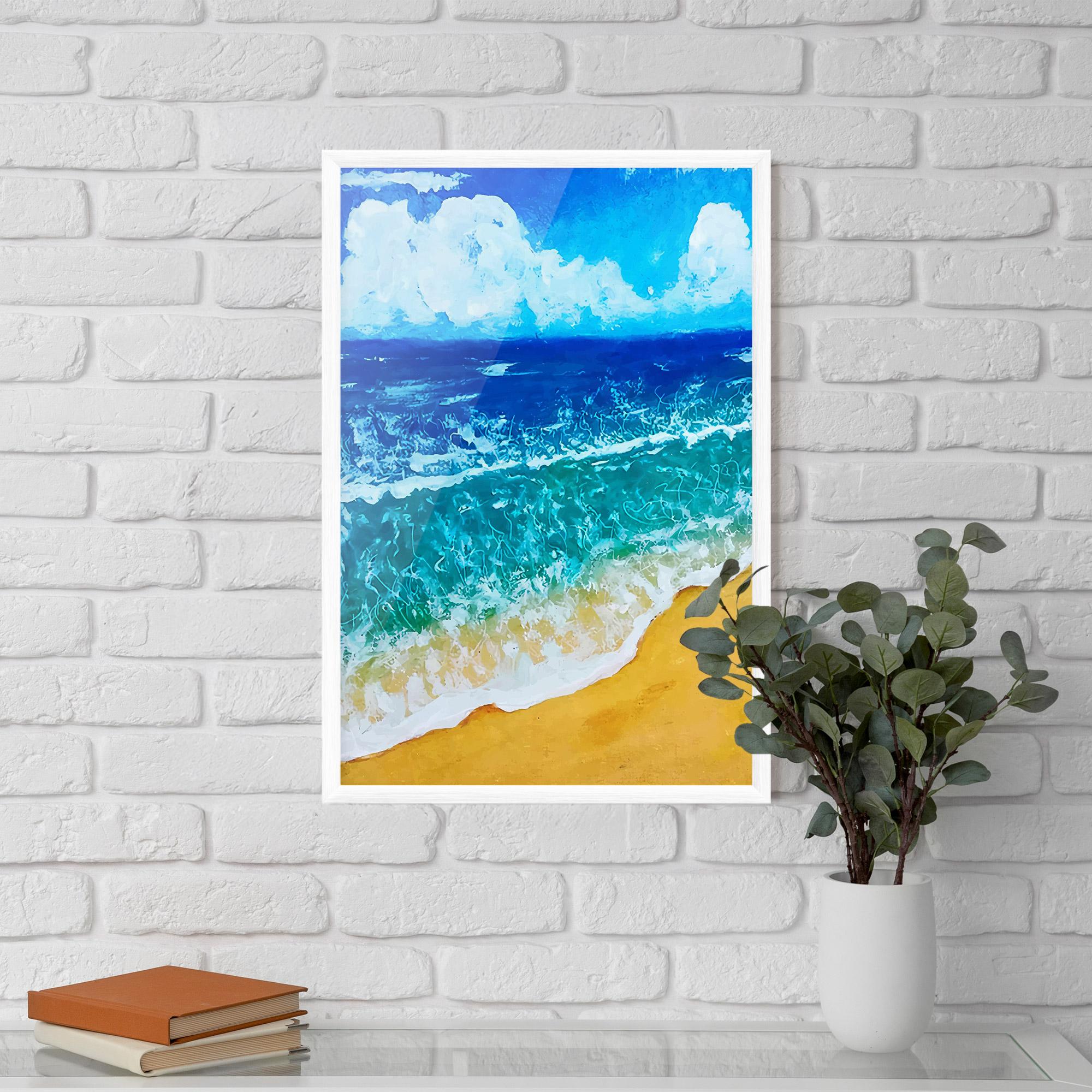 Gerahmte Poster Yellow Beach Painting mockup 5