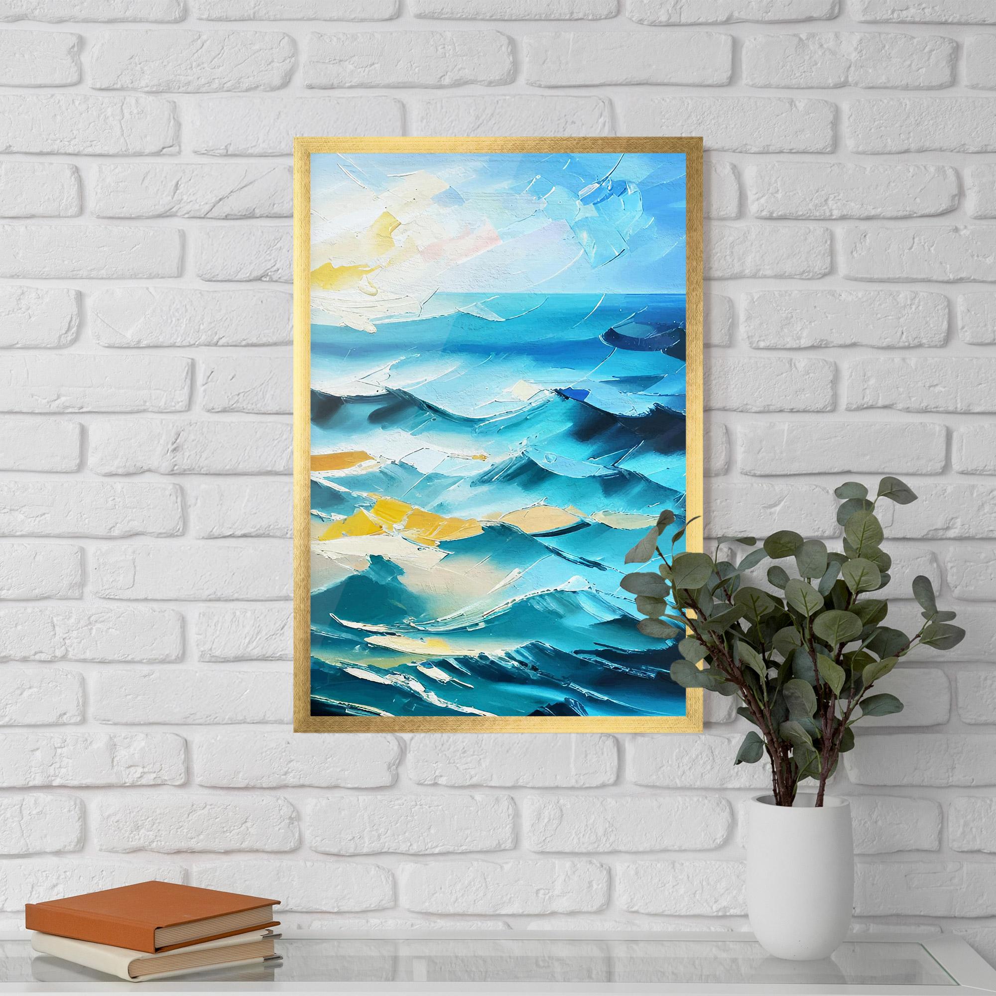 Gerahmte Poster Blue Ocean Painting mockup 5