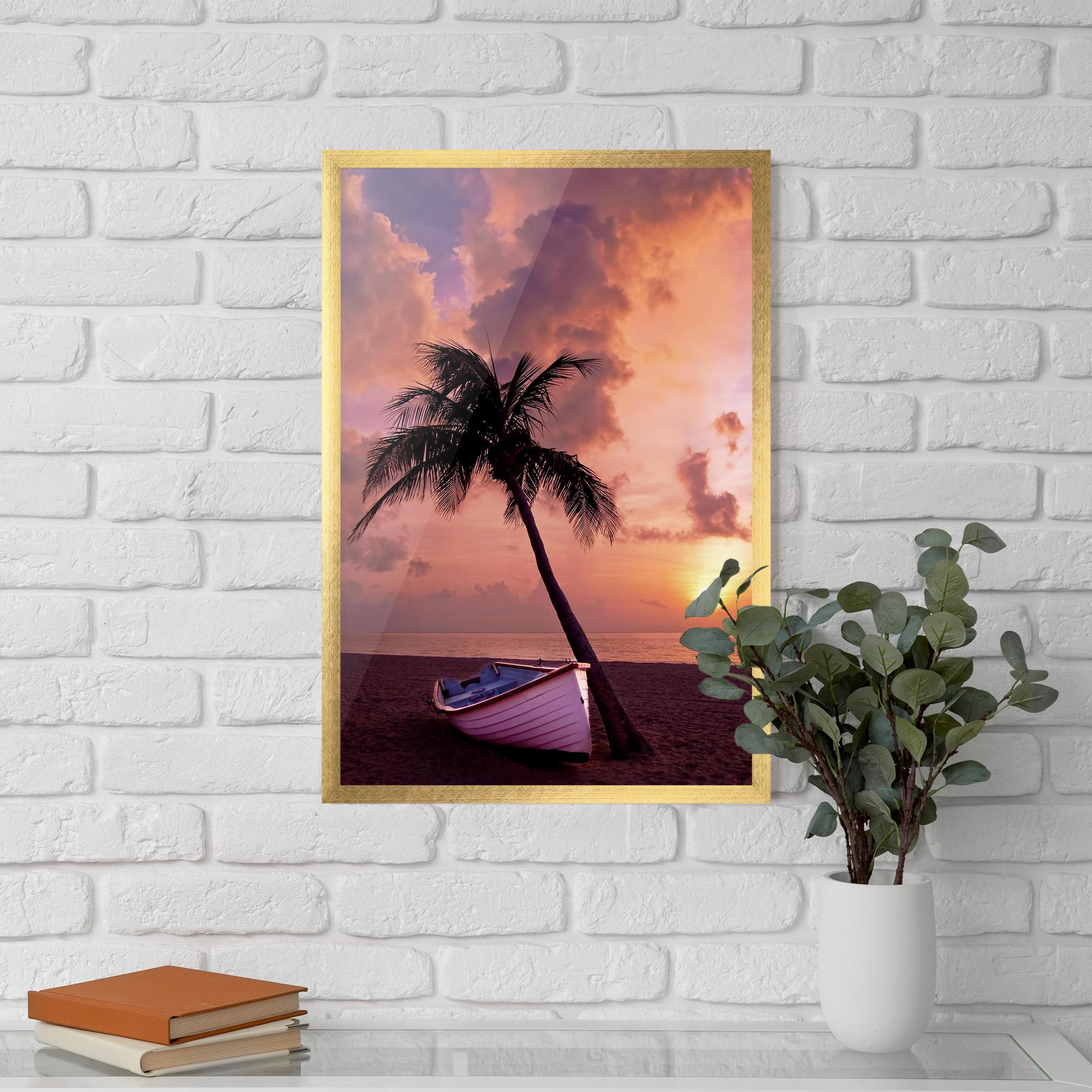 Gerahmte Poster Boat Purple Sunset mockup 5