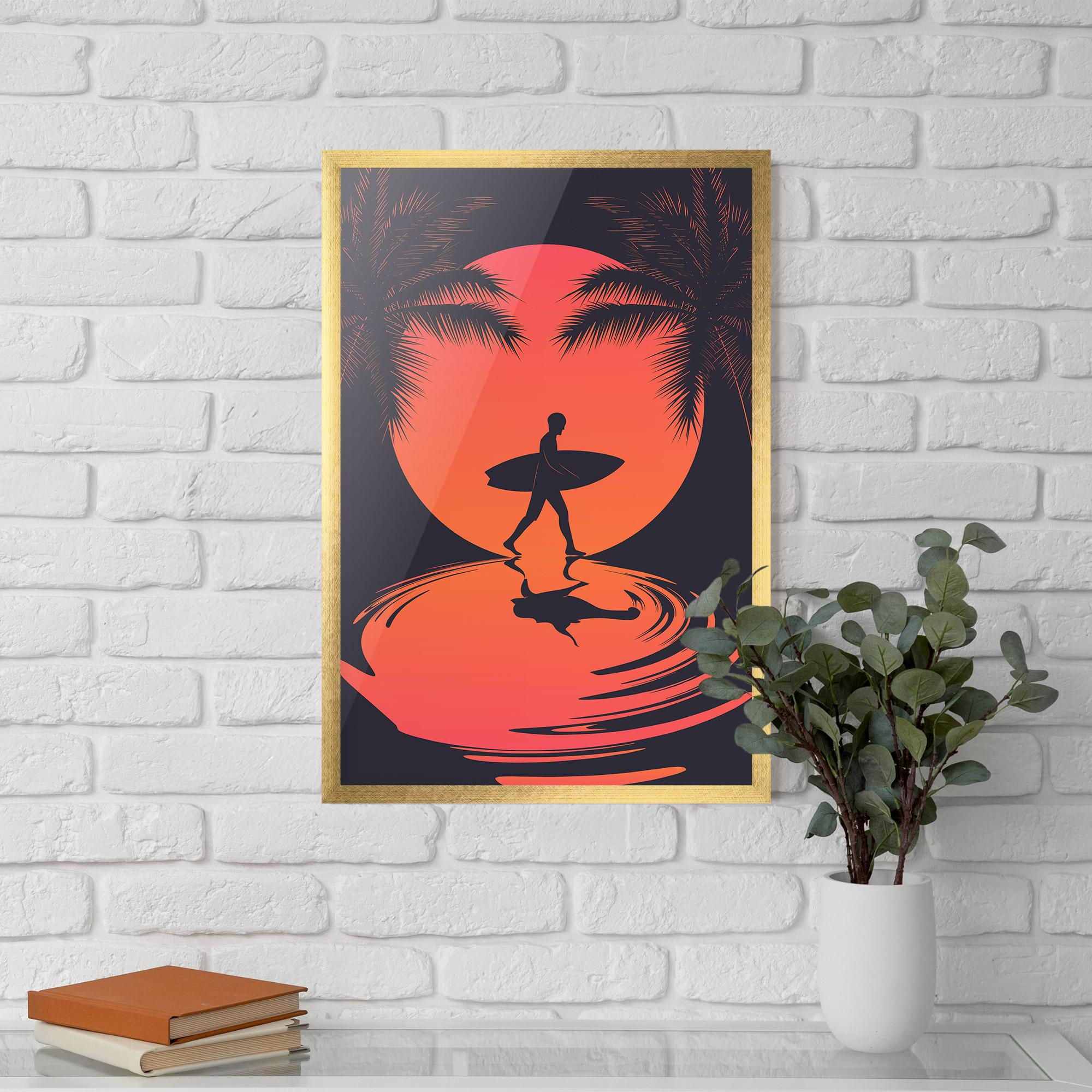 Gerahmte Poster Orange Surfer Art mockup 5