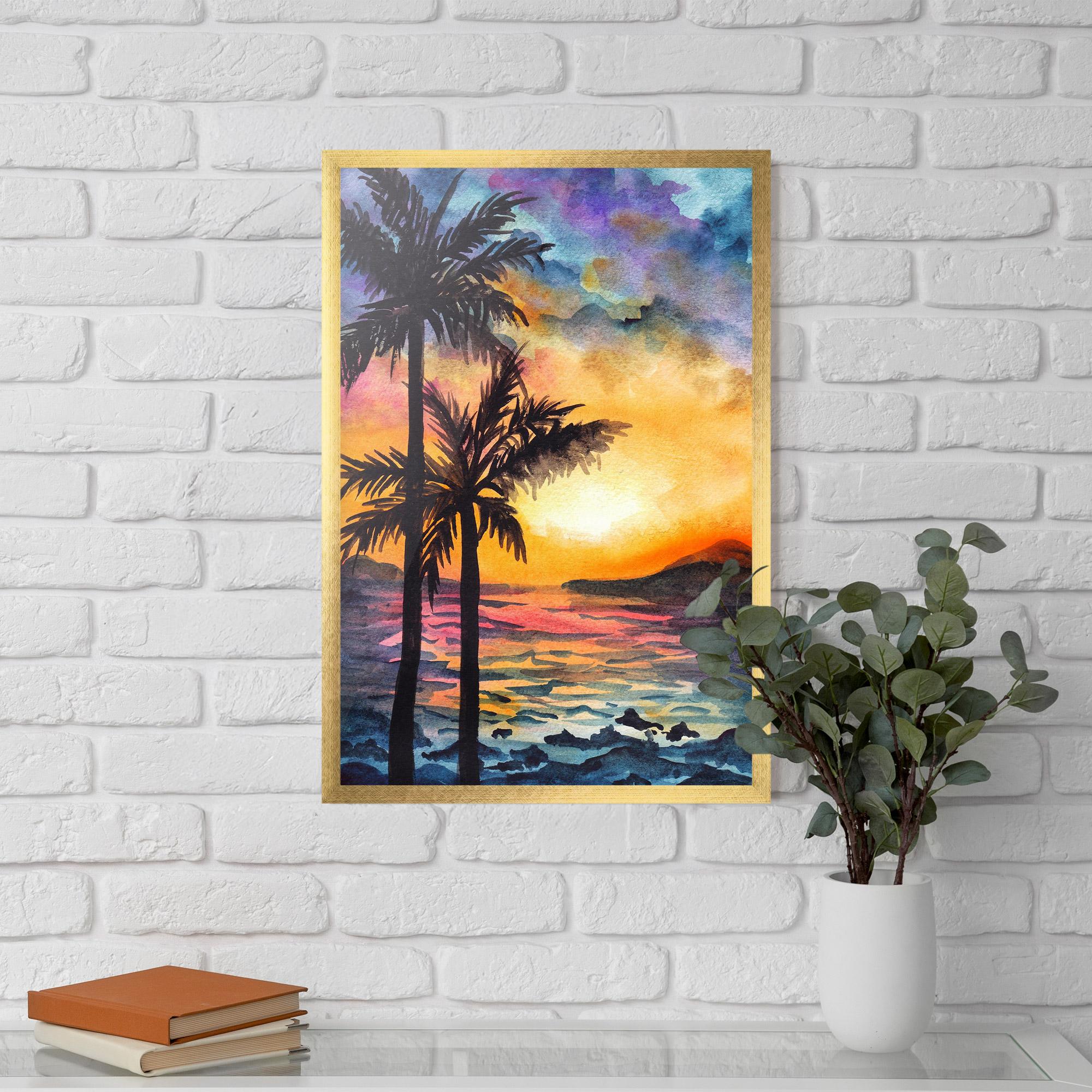 Gerahmte Poster Sunset Tree Beach mockup 5