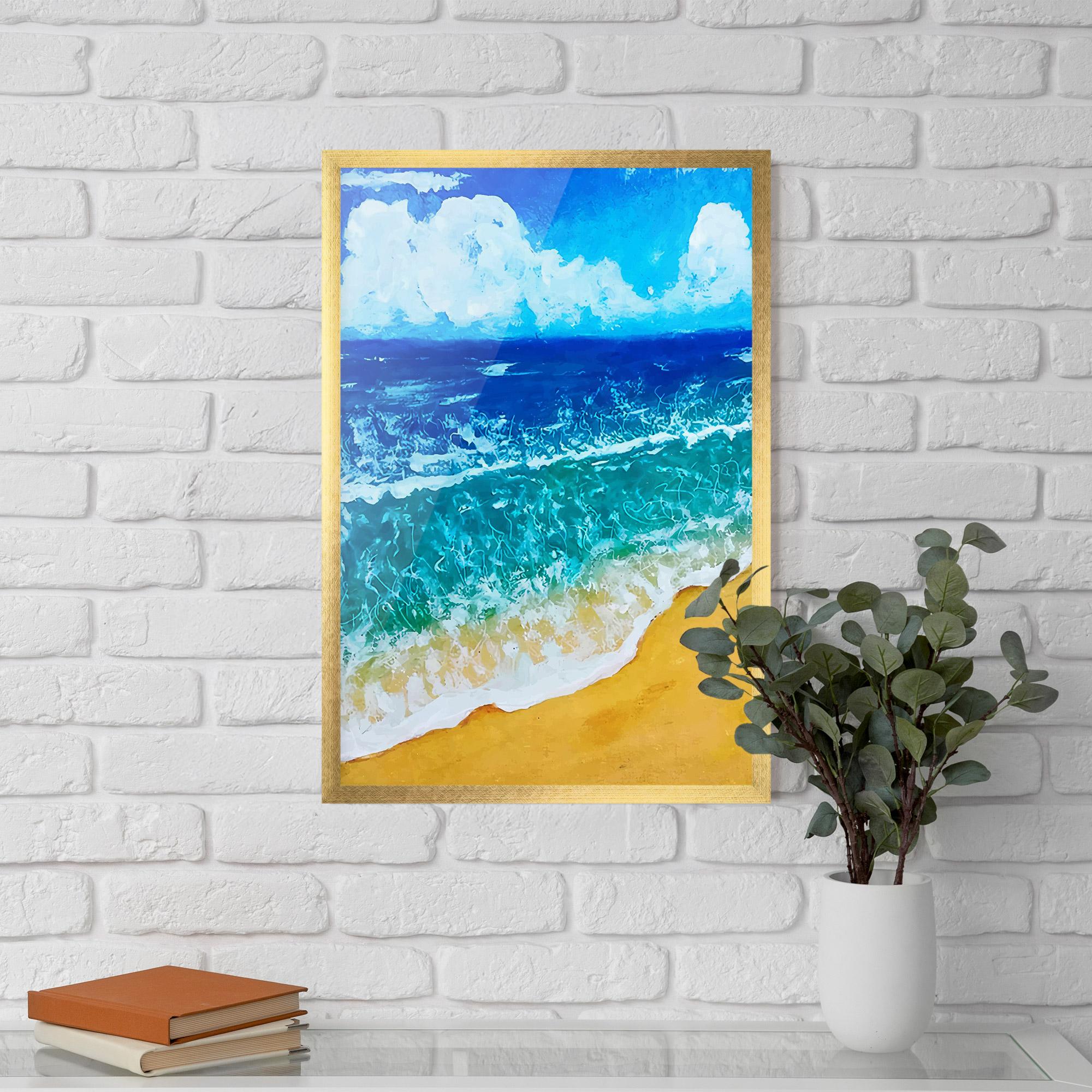 Gerahmte Poster Yellow Beach Painting mockup 5