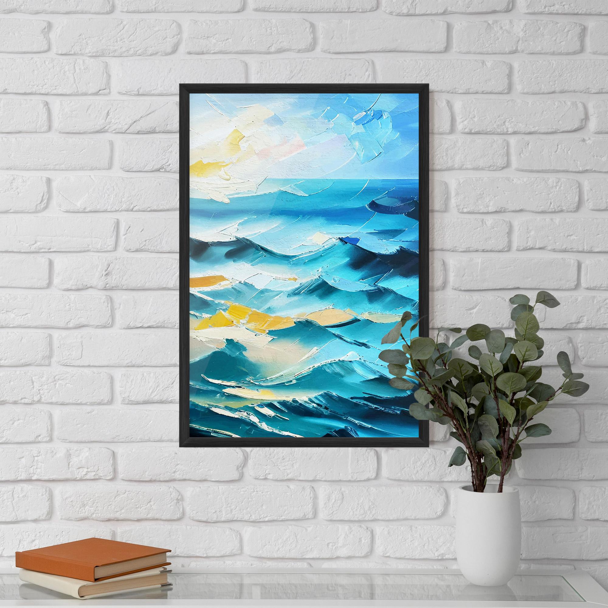Gerahmte Poster Blue Ocean Painting mockup 5