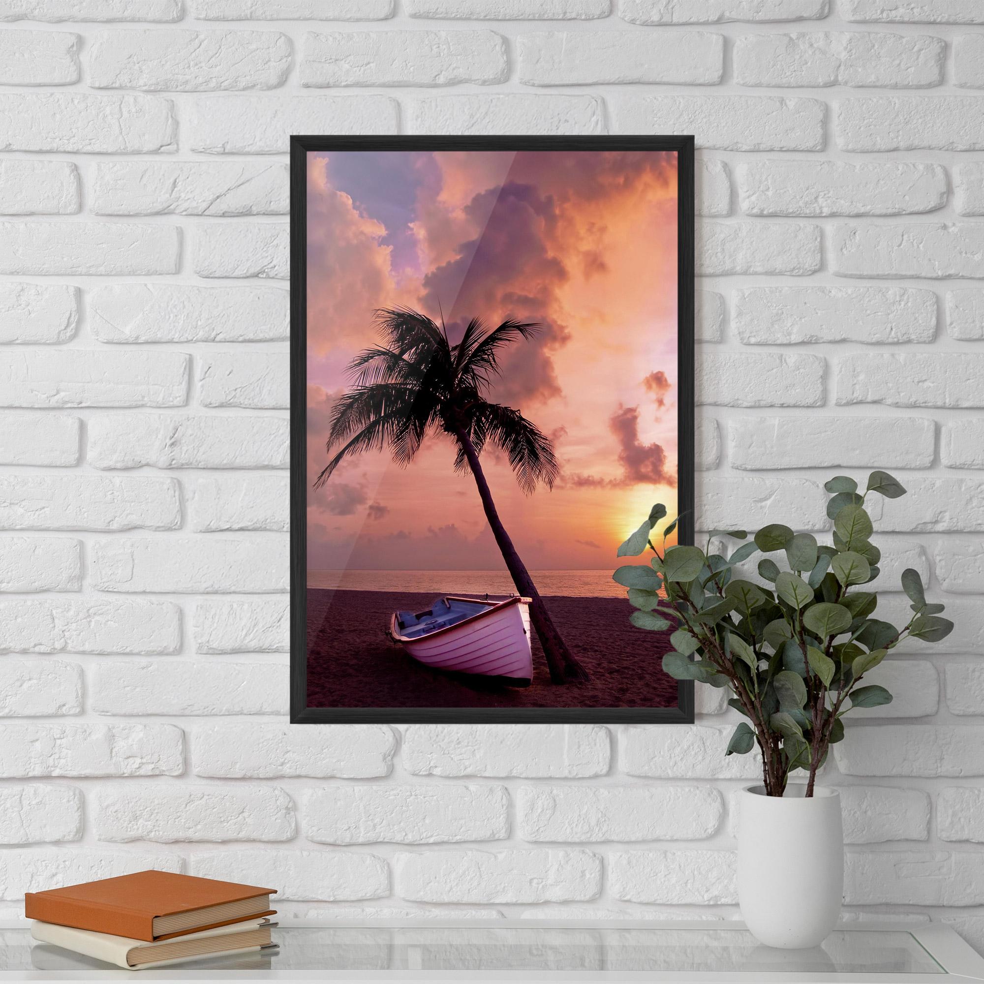 Gerahmte Poster Boat Purple Sunset mockup 5