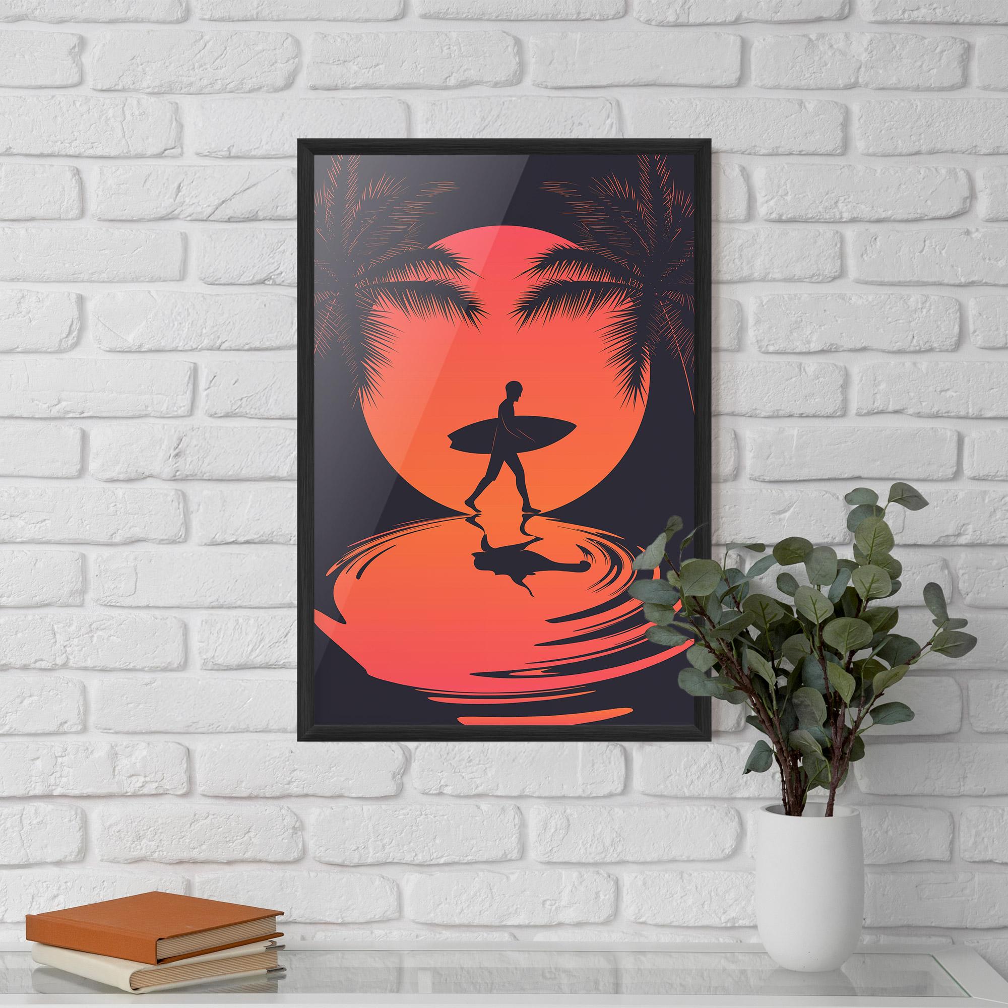 Gerahmte Poster Orange Surfer Art mockup 5