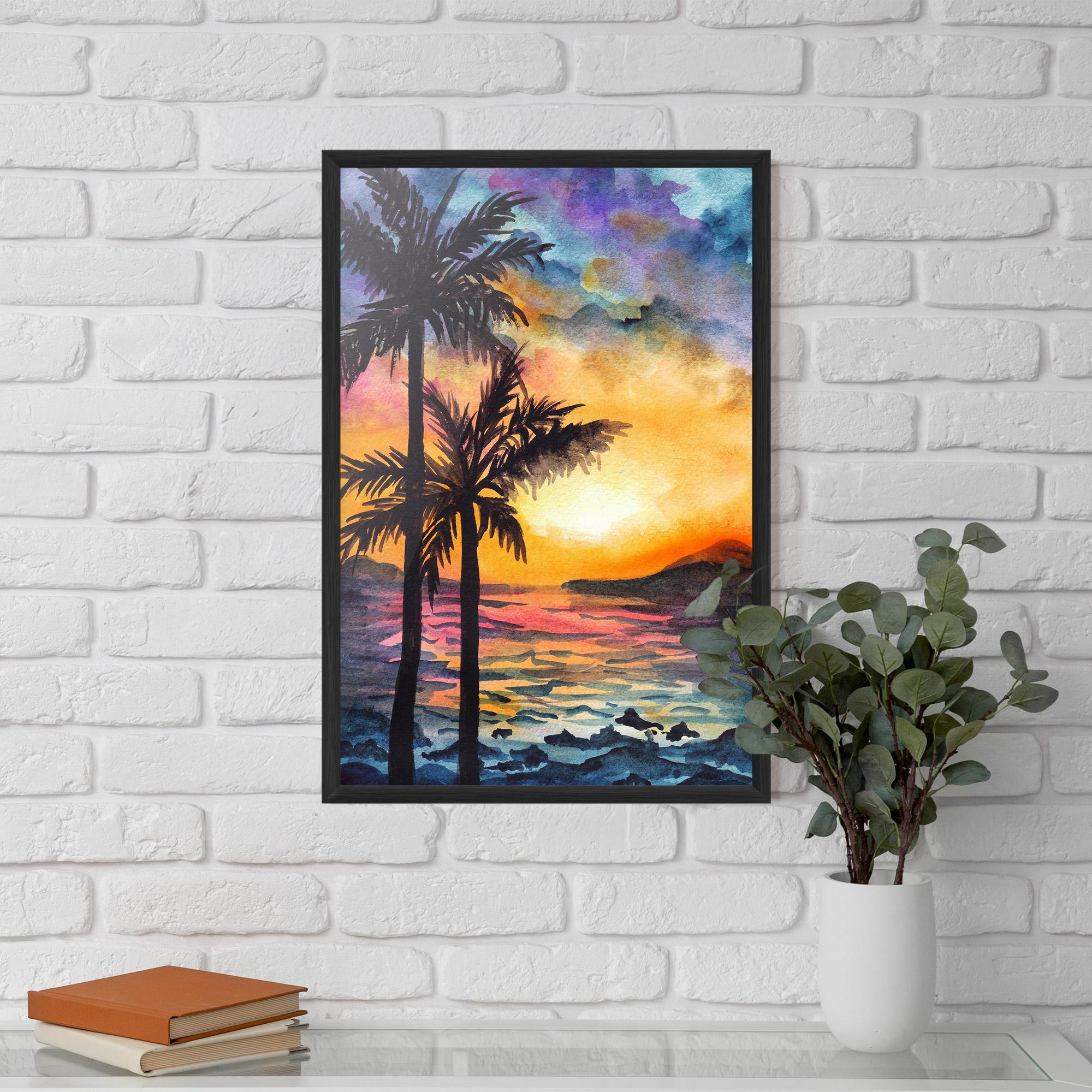 Gerahmte Poster Sunset Tree Beach mockup 5