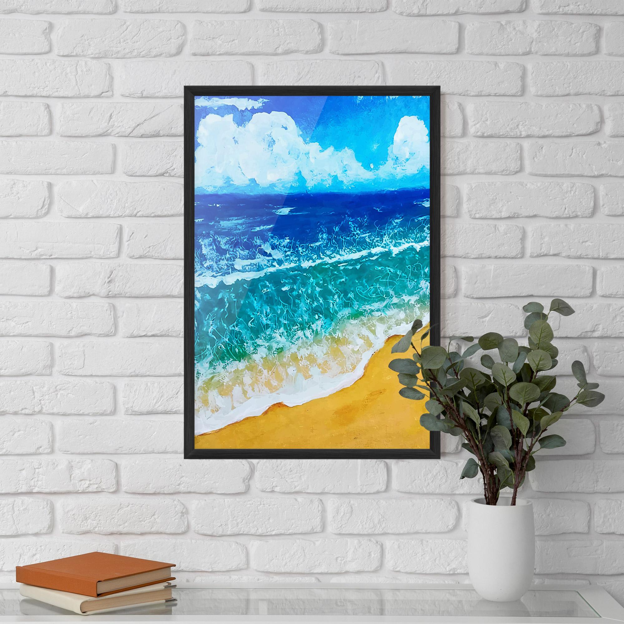 Gerahmte Poster Yellow Beach Painting mockup 5