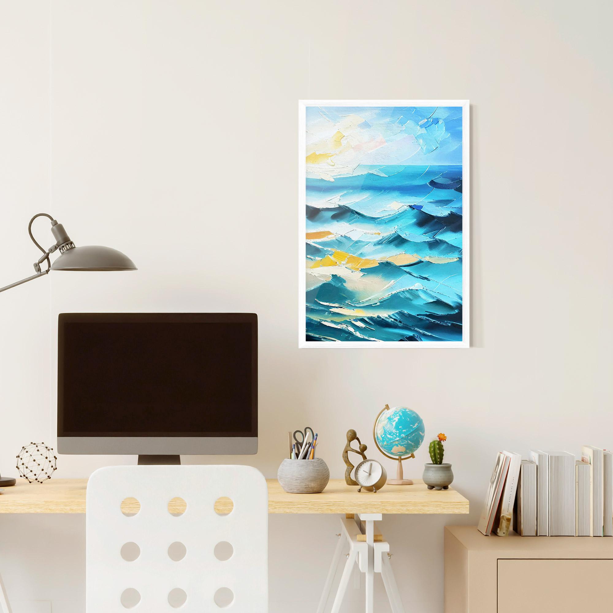 Gerahmte Poster Blue Ocean Painting mockup 6