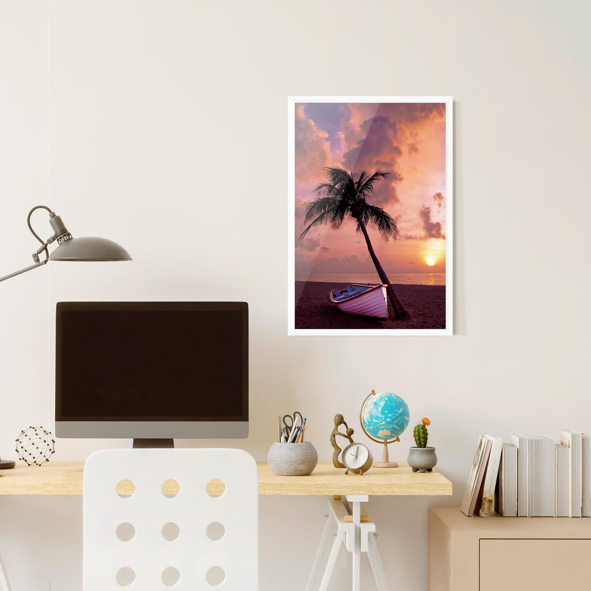 Gerahmte Poster Boat Purple Sunset mockup 6