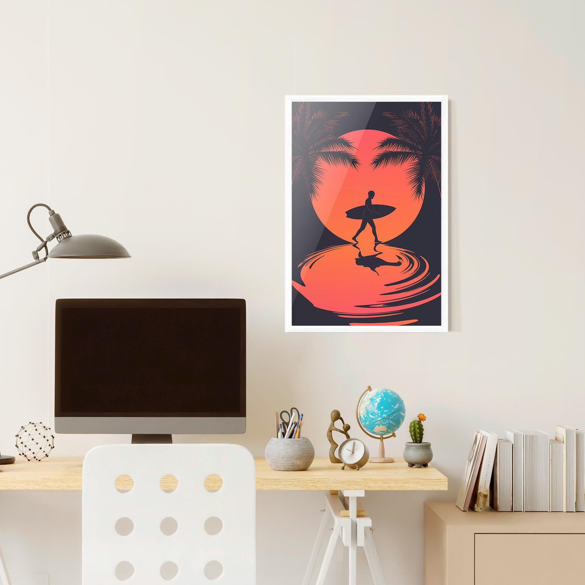 Gerahmte Poster Orange Surfer Art mockup 6